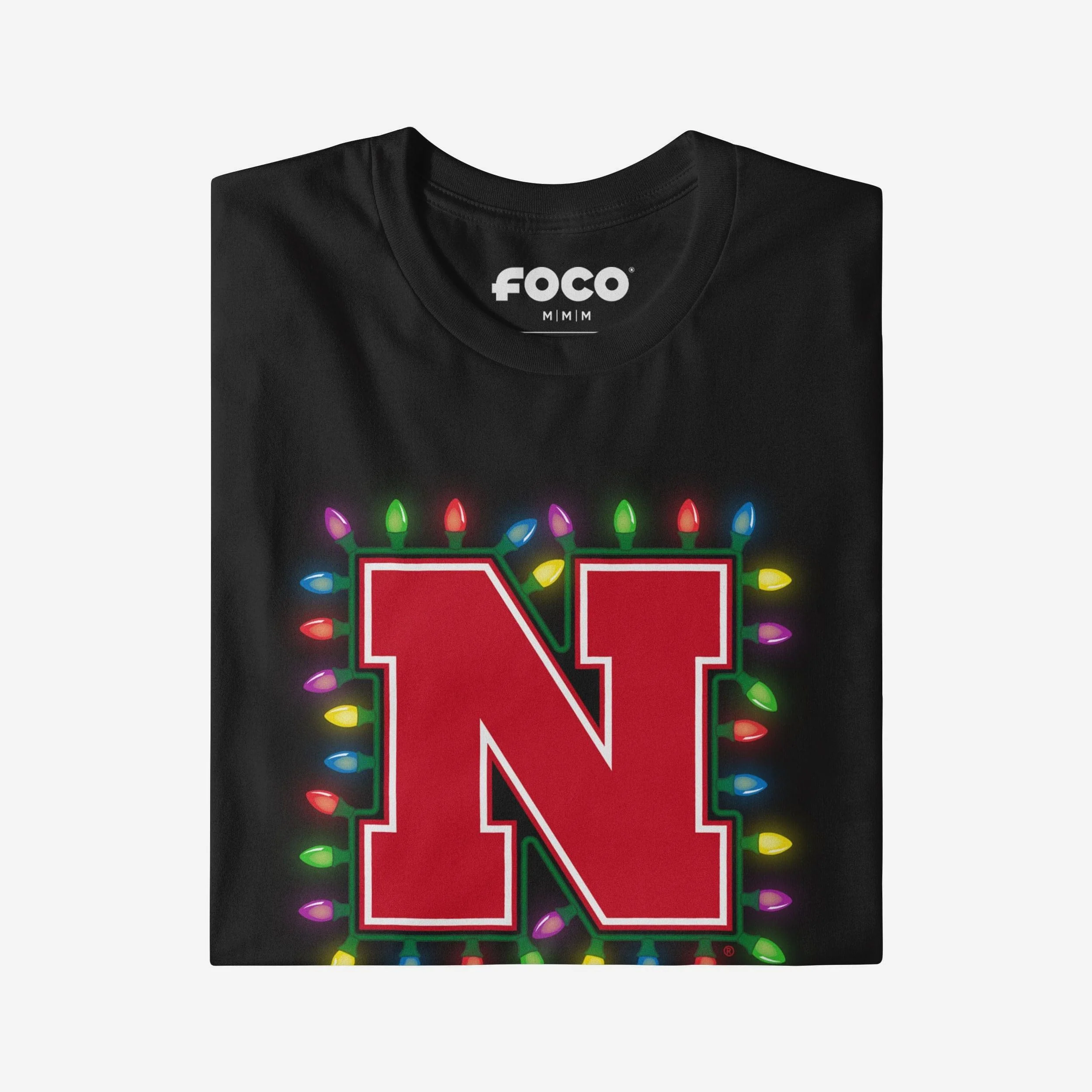 Nebraska Cornhuskers Primary Logo Holiday Lights Long Sleeve T-Shirt - Image 3