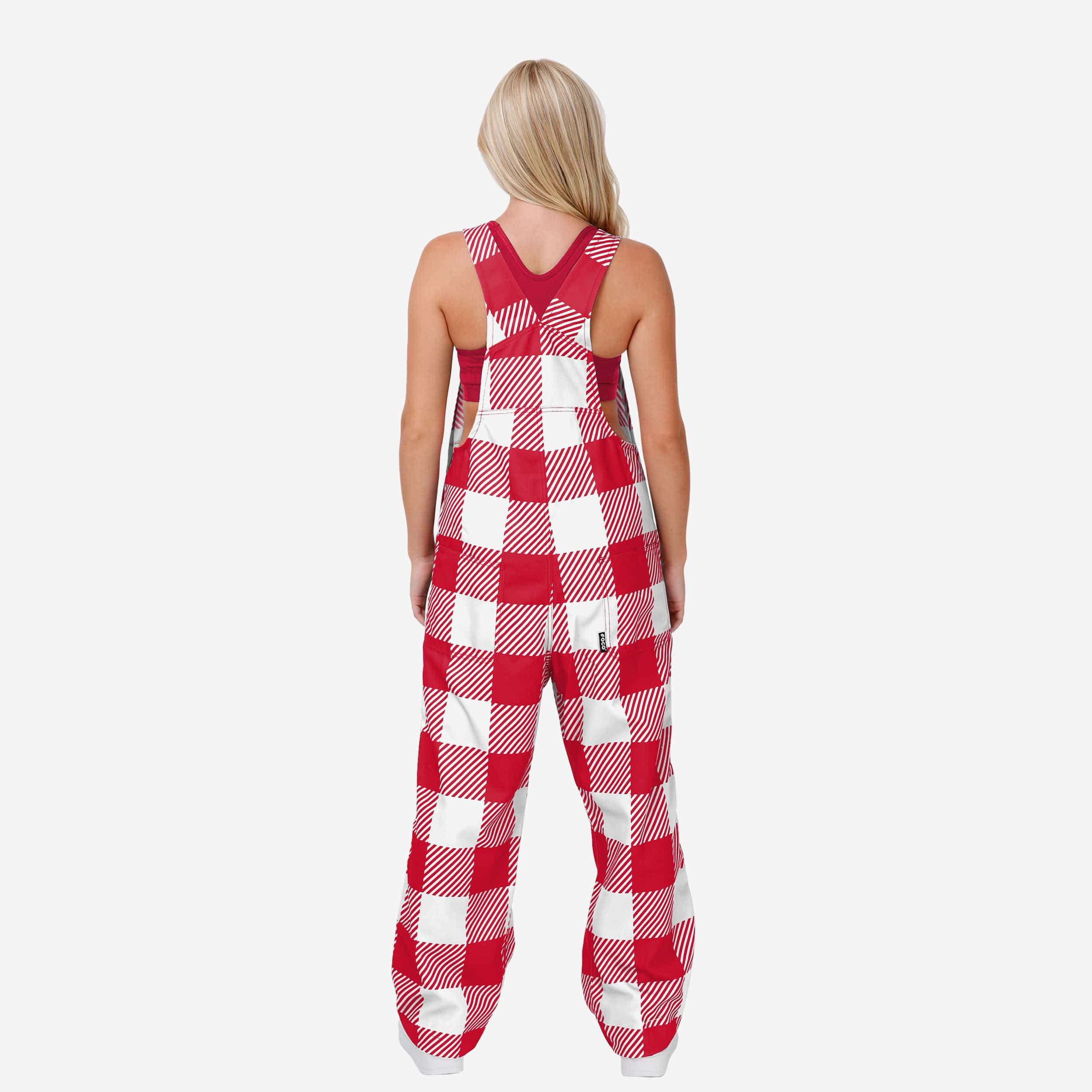 Nebraska Cornhuskers Womens Plaid Bib Overalls - Image 2