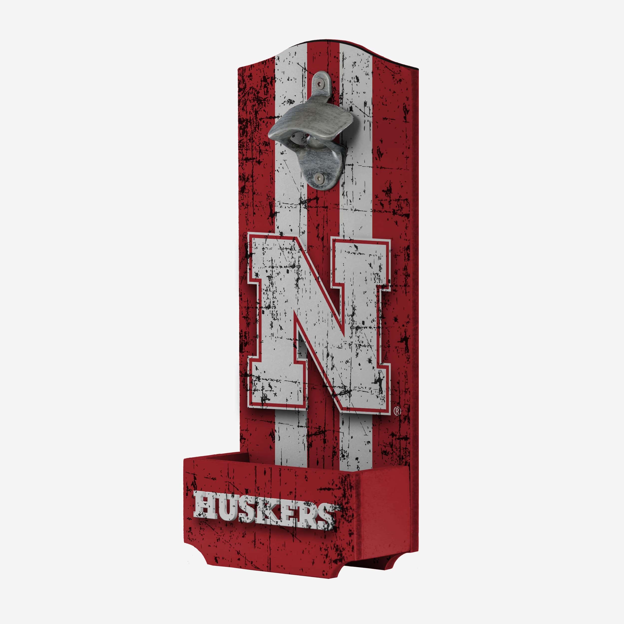 Nebraska Cornhuskers Wooden Bottle Cap Opener Sign