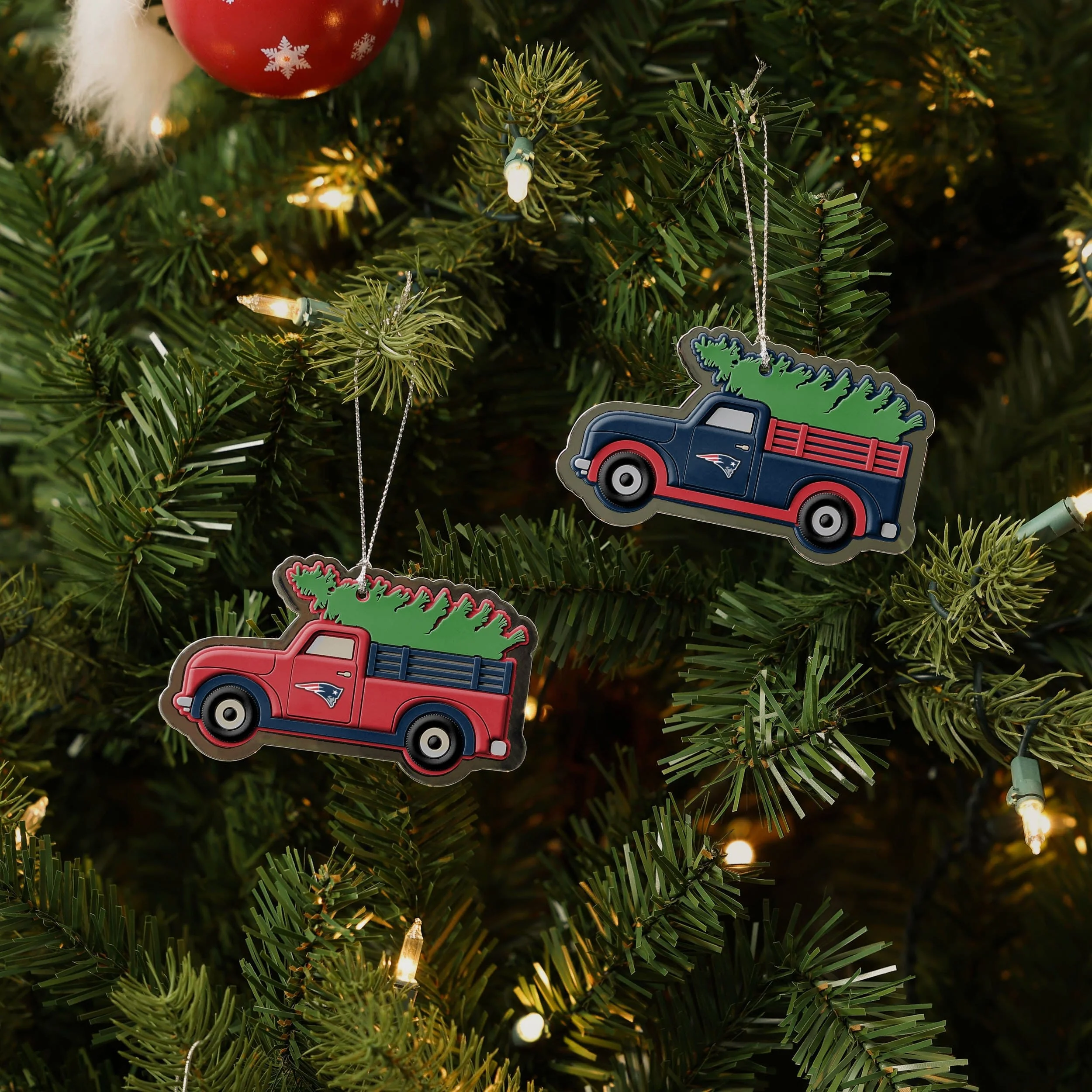 New England Patriots 2 Pack Flat Metal Truck Ornaments - Image 2