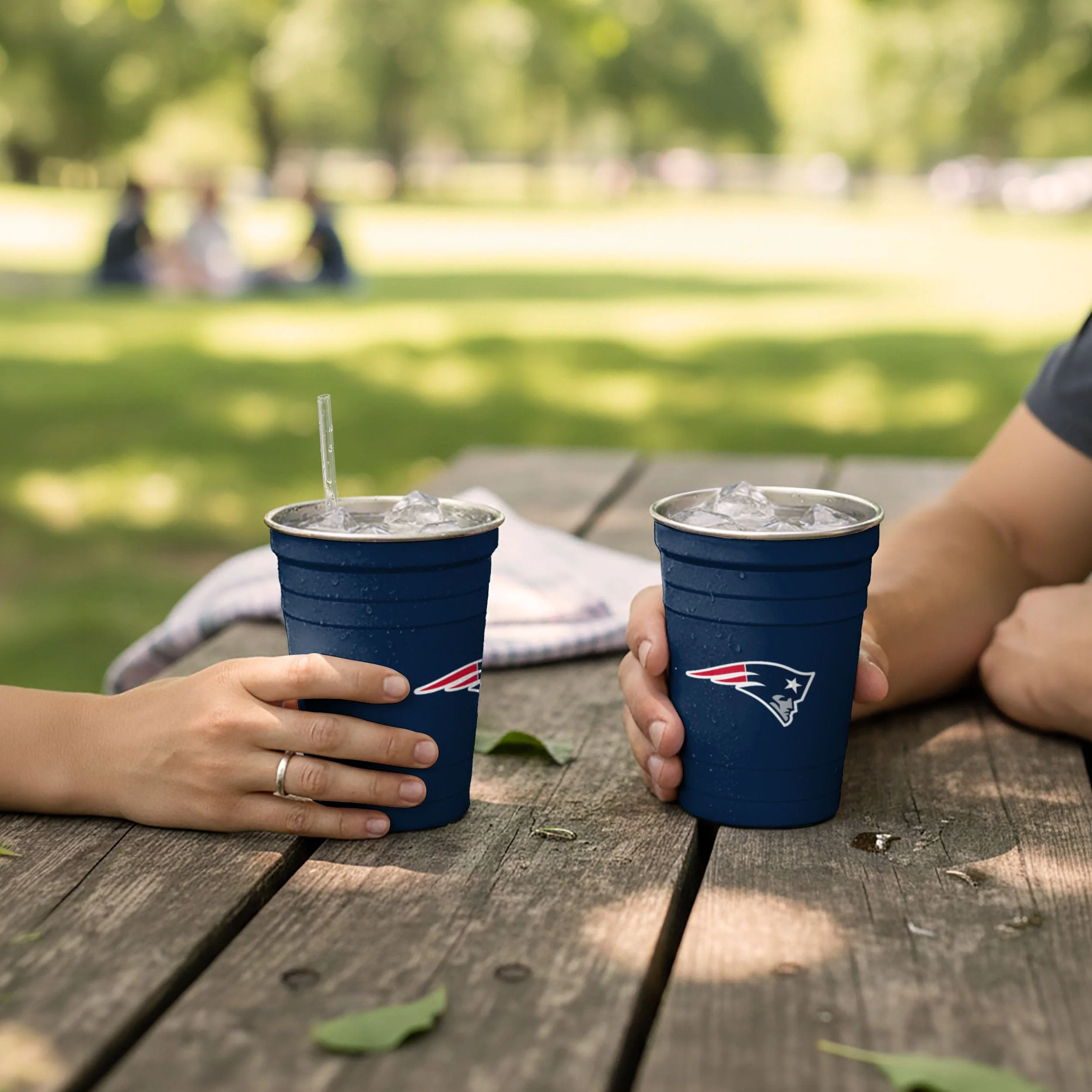 New England Patriots 2 Pack Reusable Stainless Steel 16 oz Tumbler Cup - Image 3