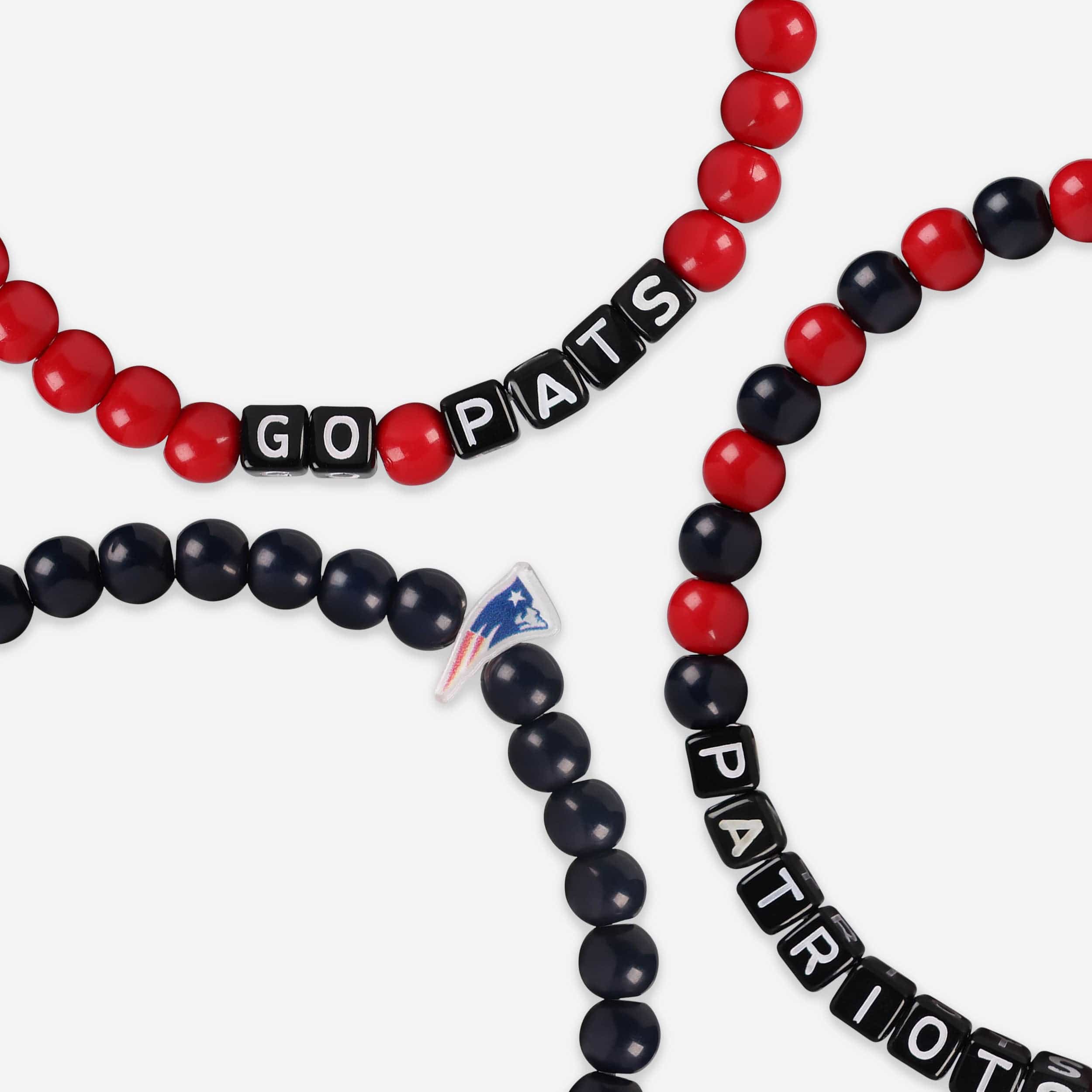 New England Patriots 3 Pack Beaded Friendship Bracelet - Image 2