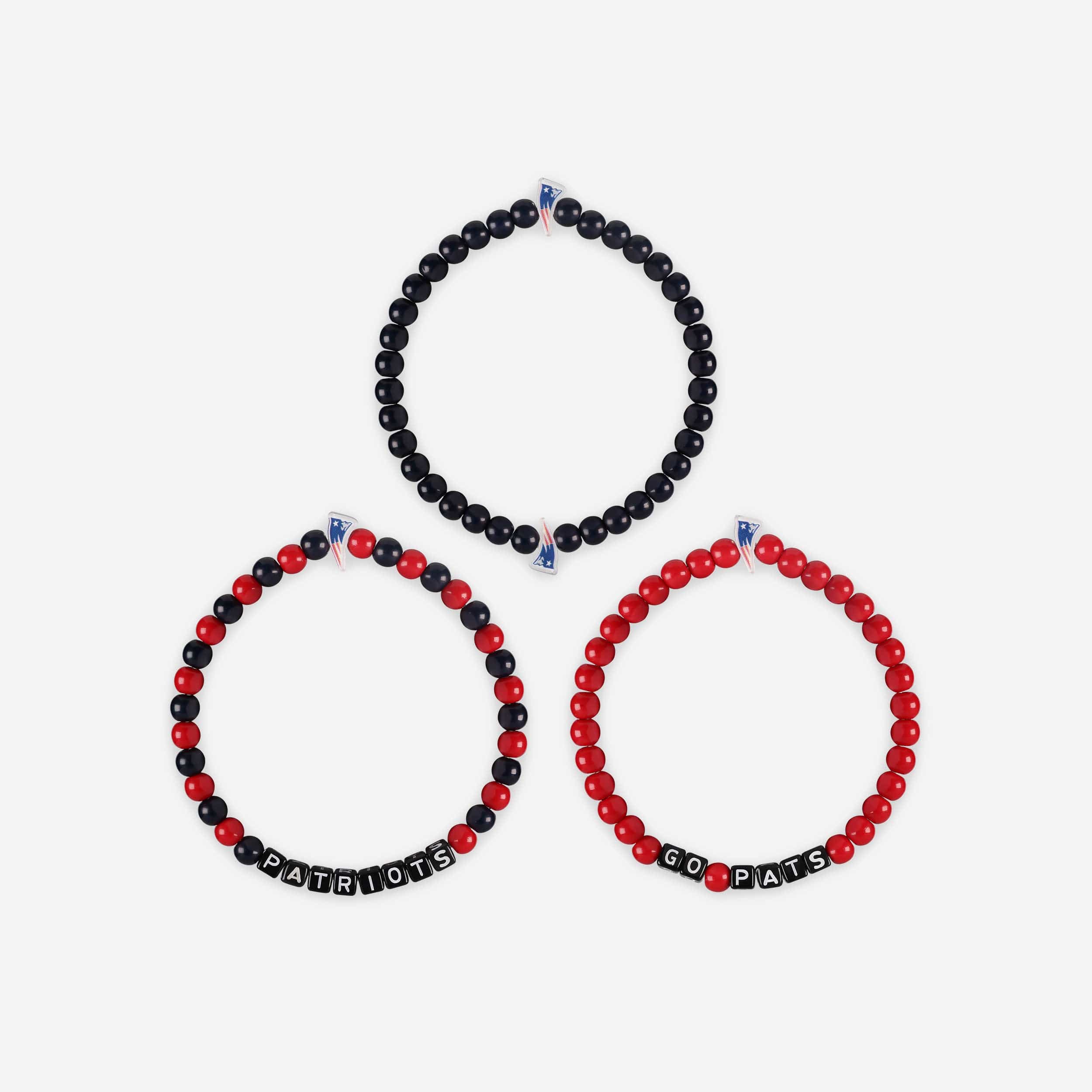 New England Patriots 3 Pack Beaded Friendship Bracelet - Image 3