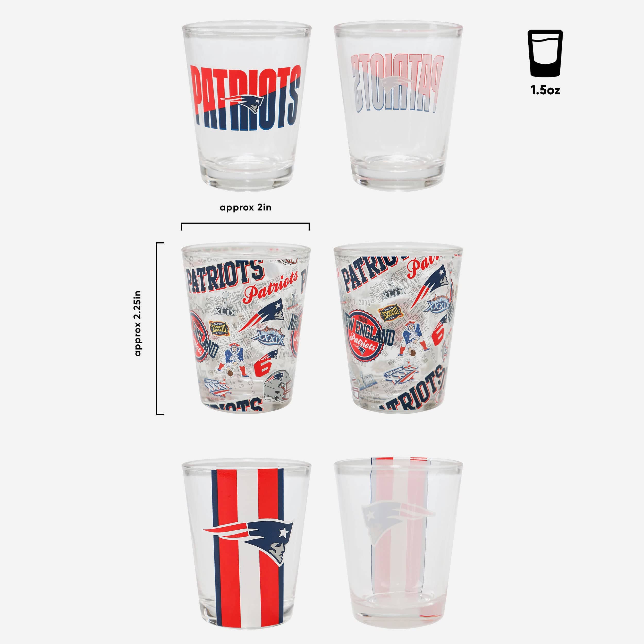 New England Patriots 3 Pack Shot Glass - Image 3