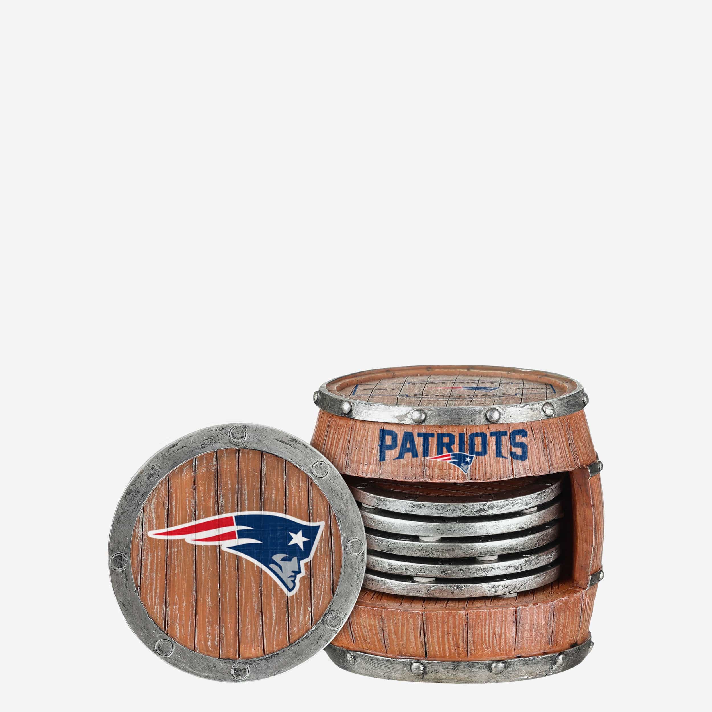 New England Patriots 5 Pack Barrel Coaster Set