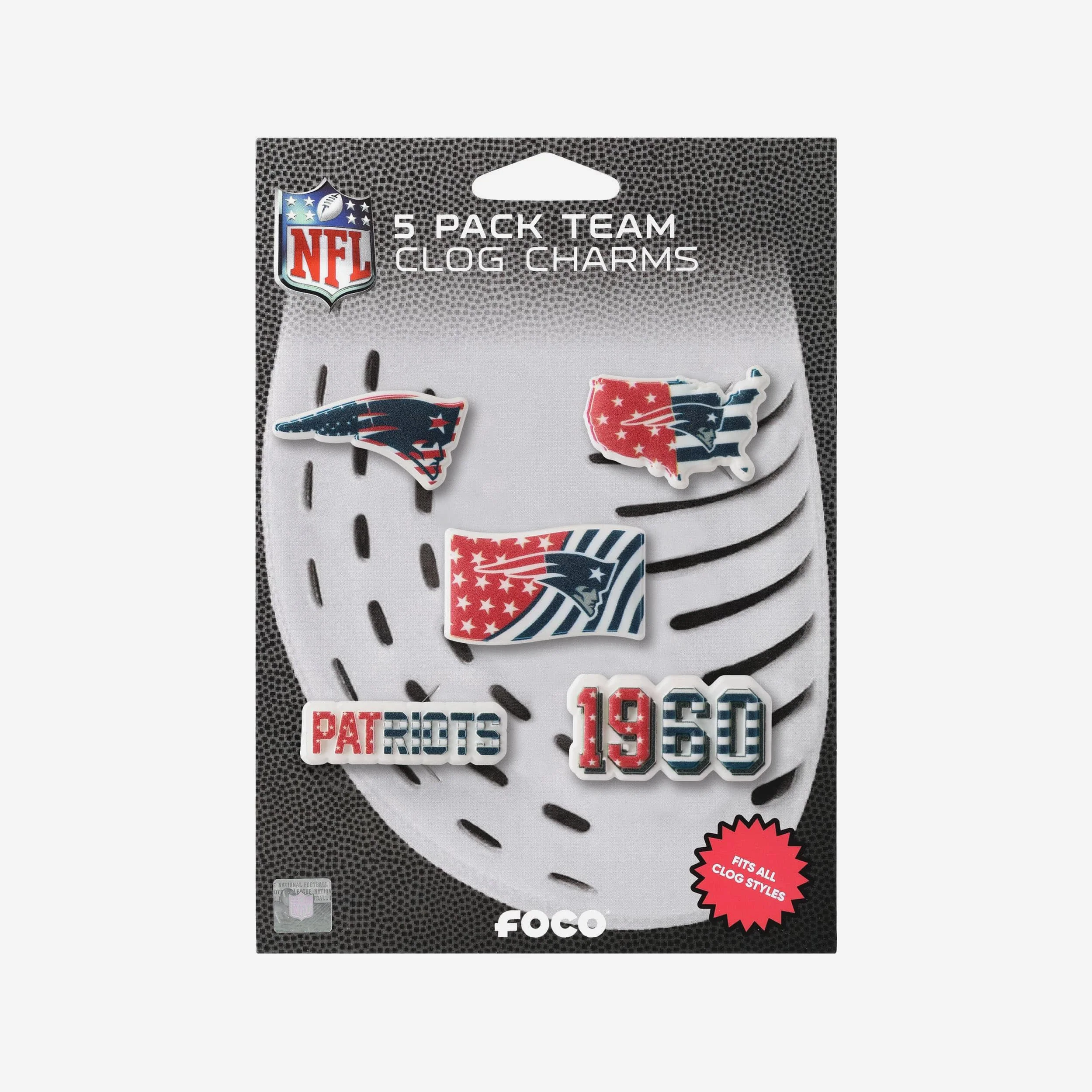 New England Patriots Americana 5 Pack Team Clog Charms - Image 5