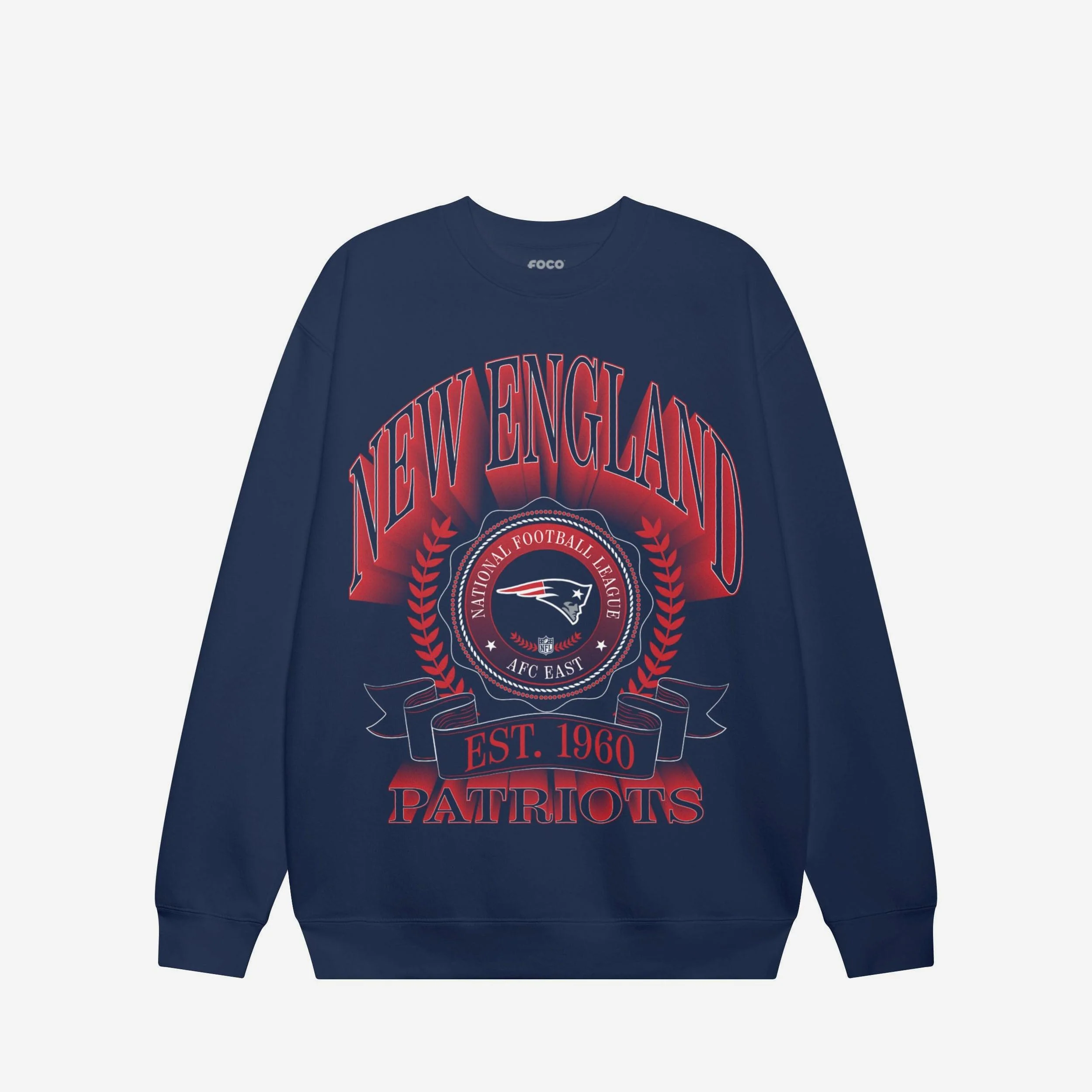 New England Patriots Banner Crest Crew Neck Sweatshirt