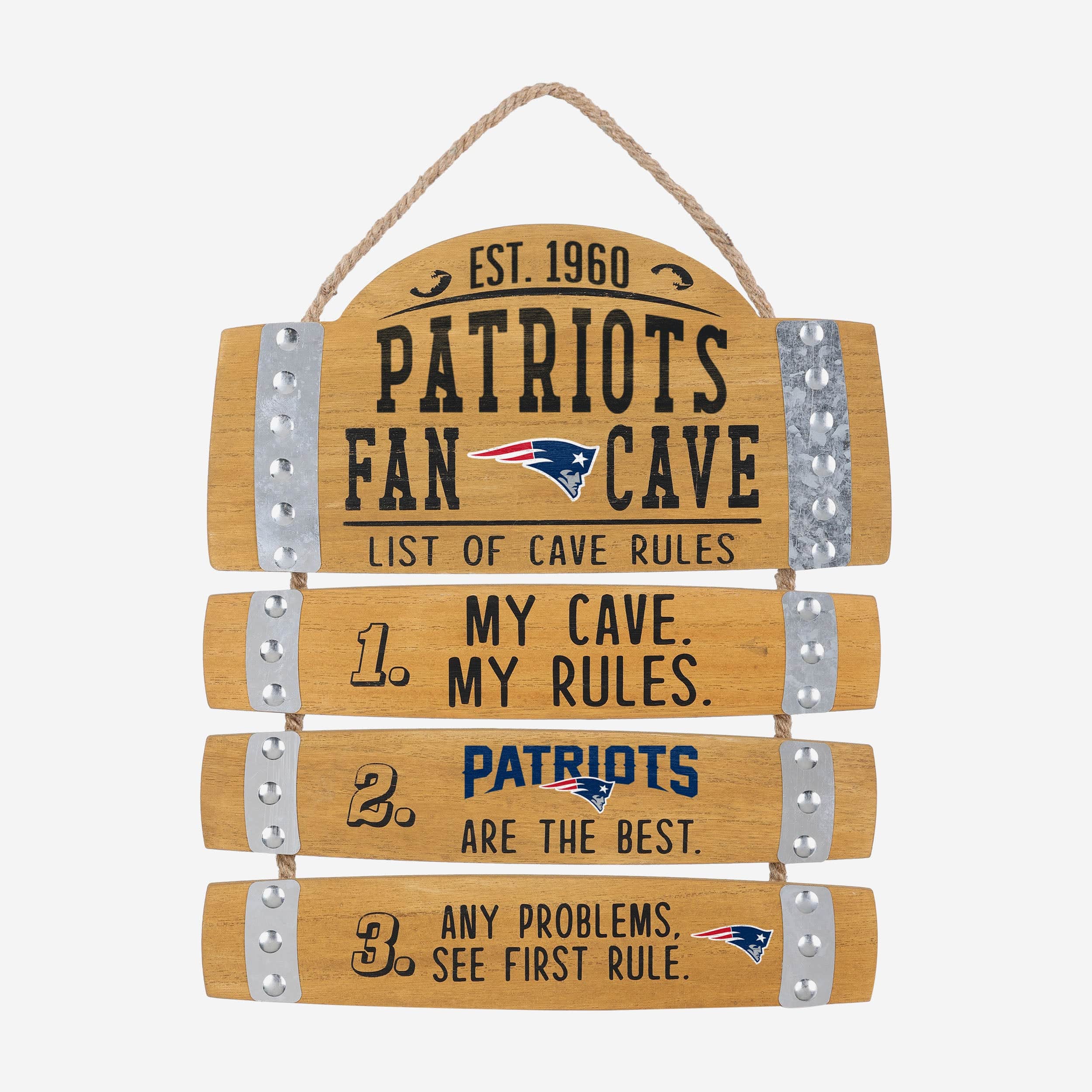 New England Patriots Barrel Slat Mancave Sign
