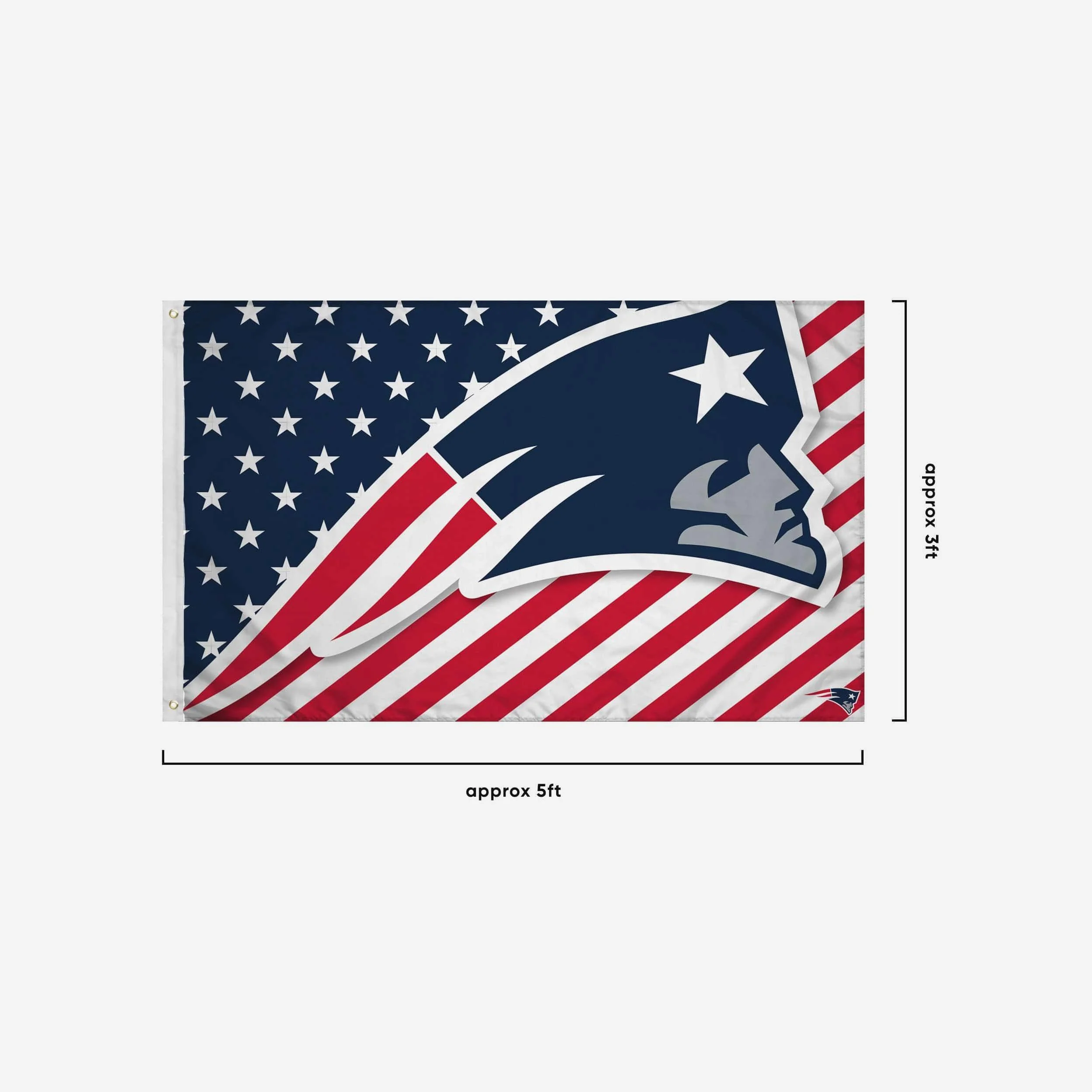 New England Patriots Big Logo Americana Horizontal Flag - Image 3