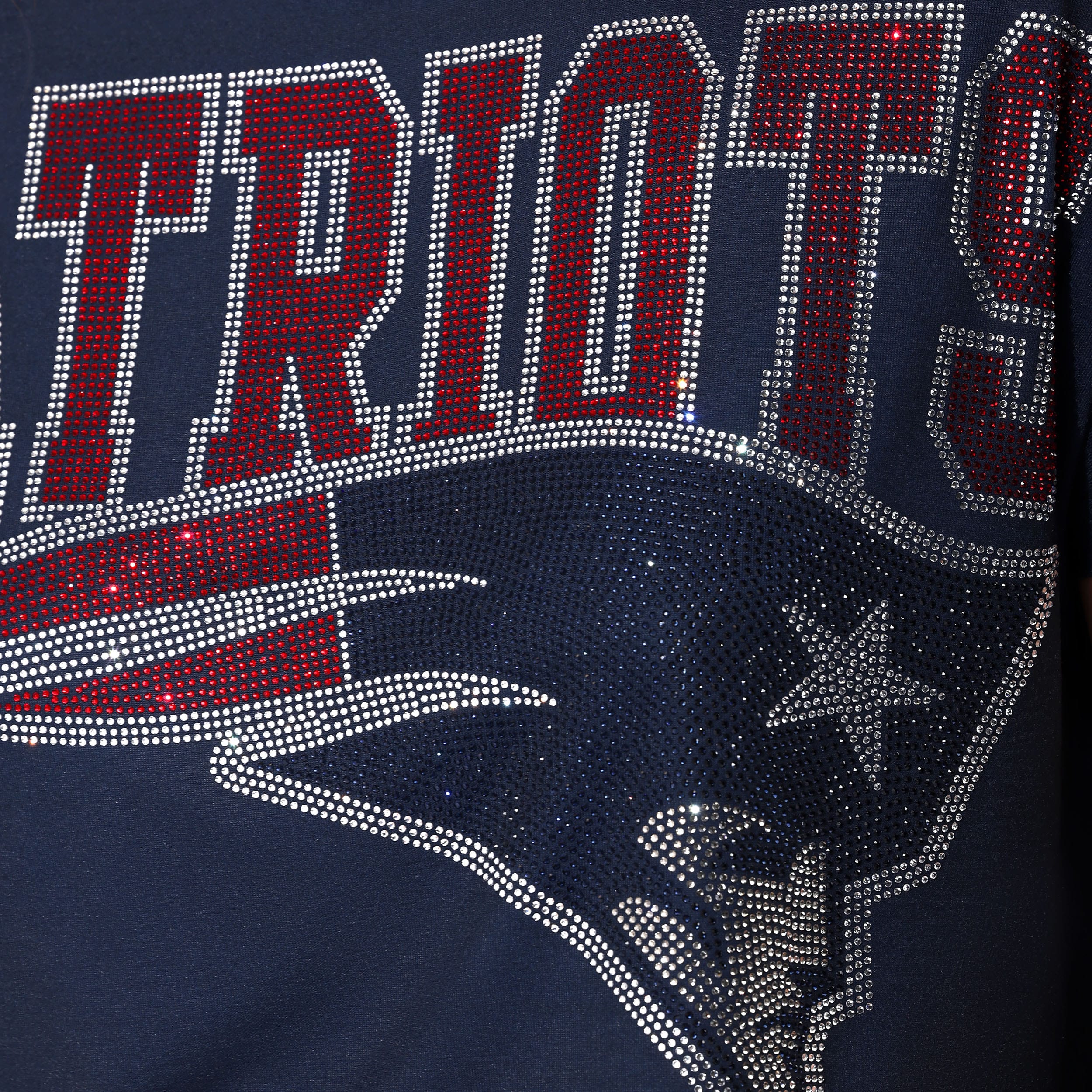 New England Patriots Big Wordmark Rhinestone Crop Top - Image 2