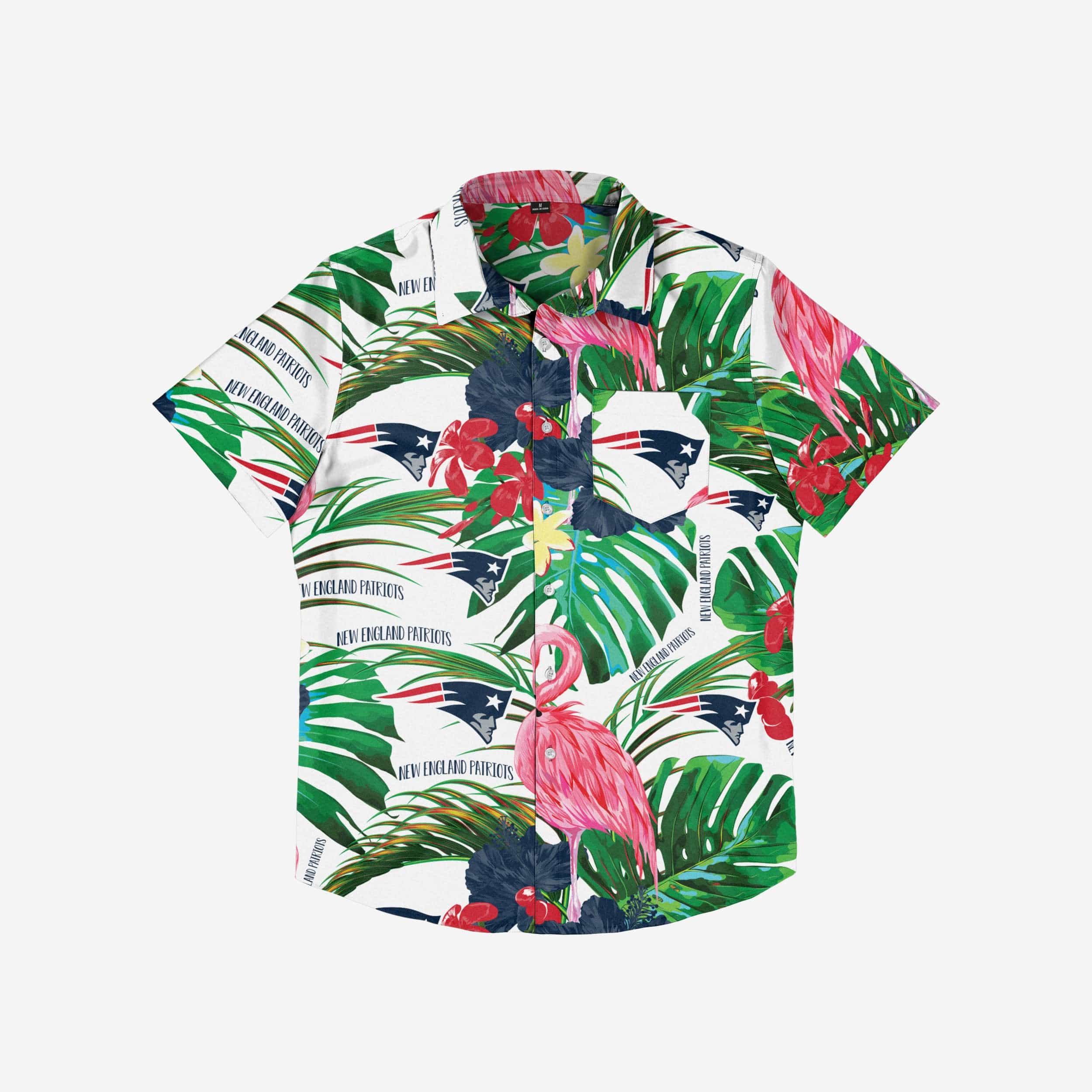 New England Patriots Flamingo Button Up Shirt - Image 3
