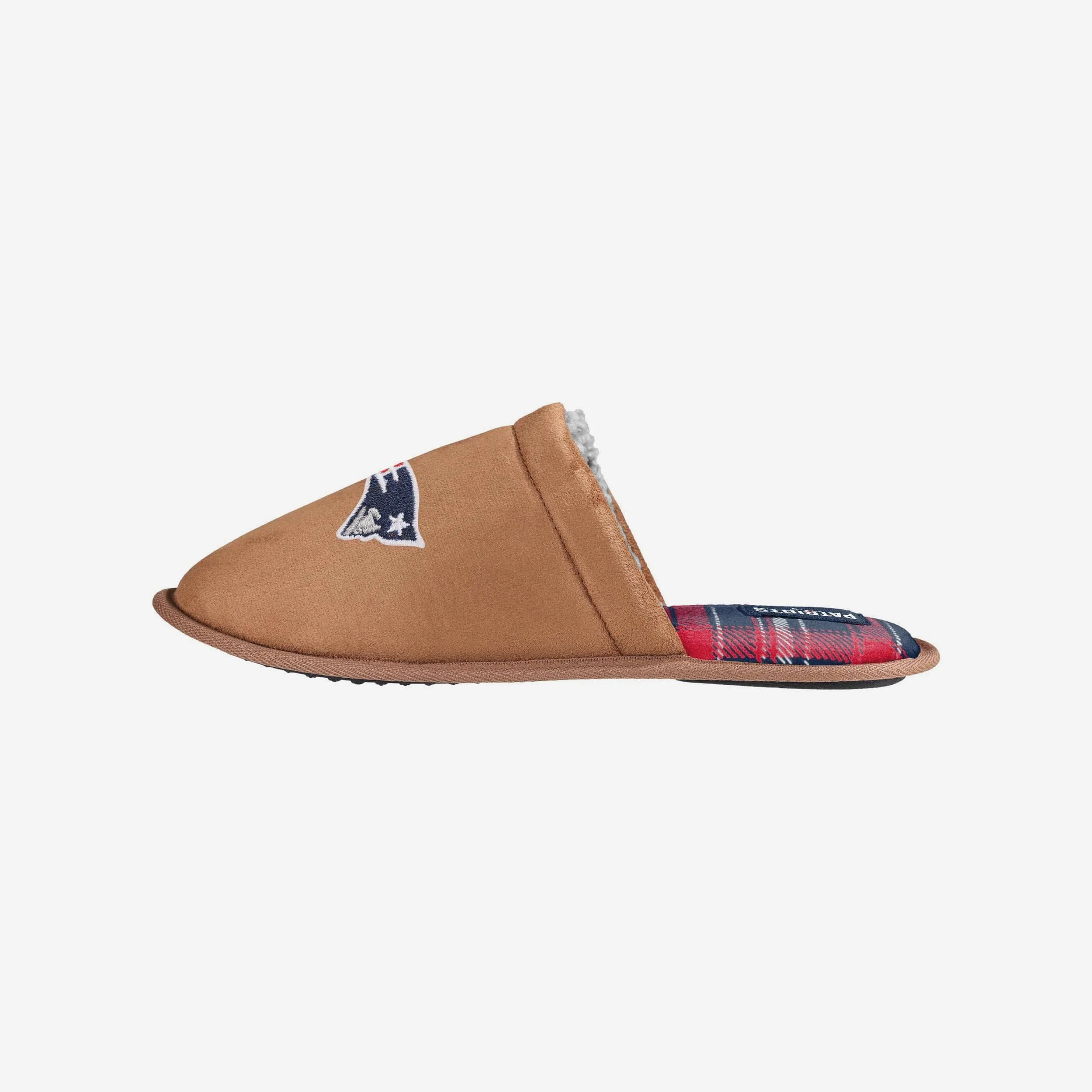 New England Patriots Flannel Lined Brown Suede Scuff Slipper