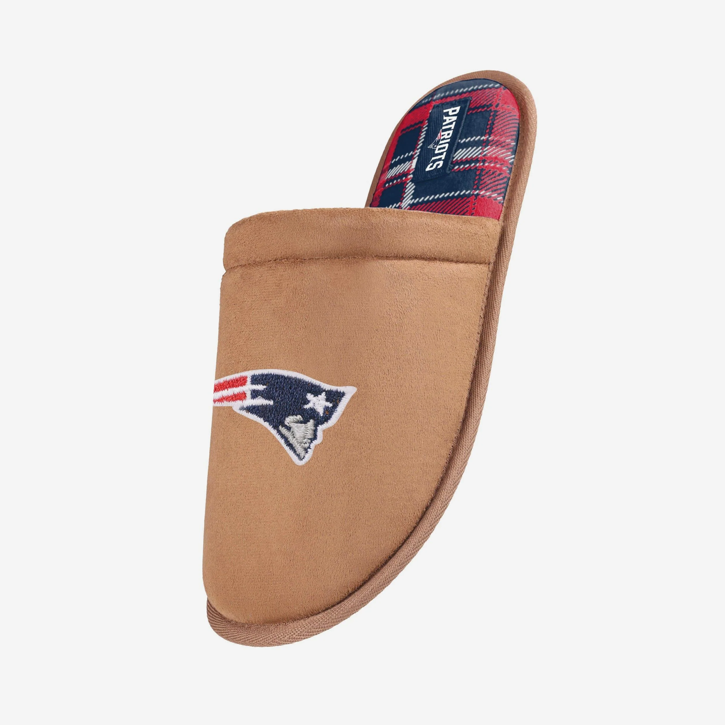 New England Patriots Flannel Lined Brown Suede Scuff Slipper - Image 2