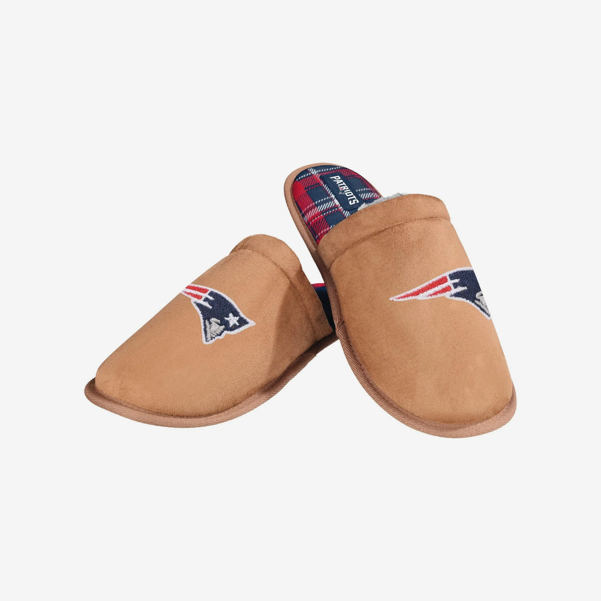 New England Patriots Flannel Lined Brown Suede Scuff Slipper - Image 3