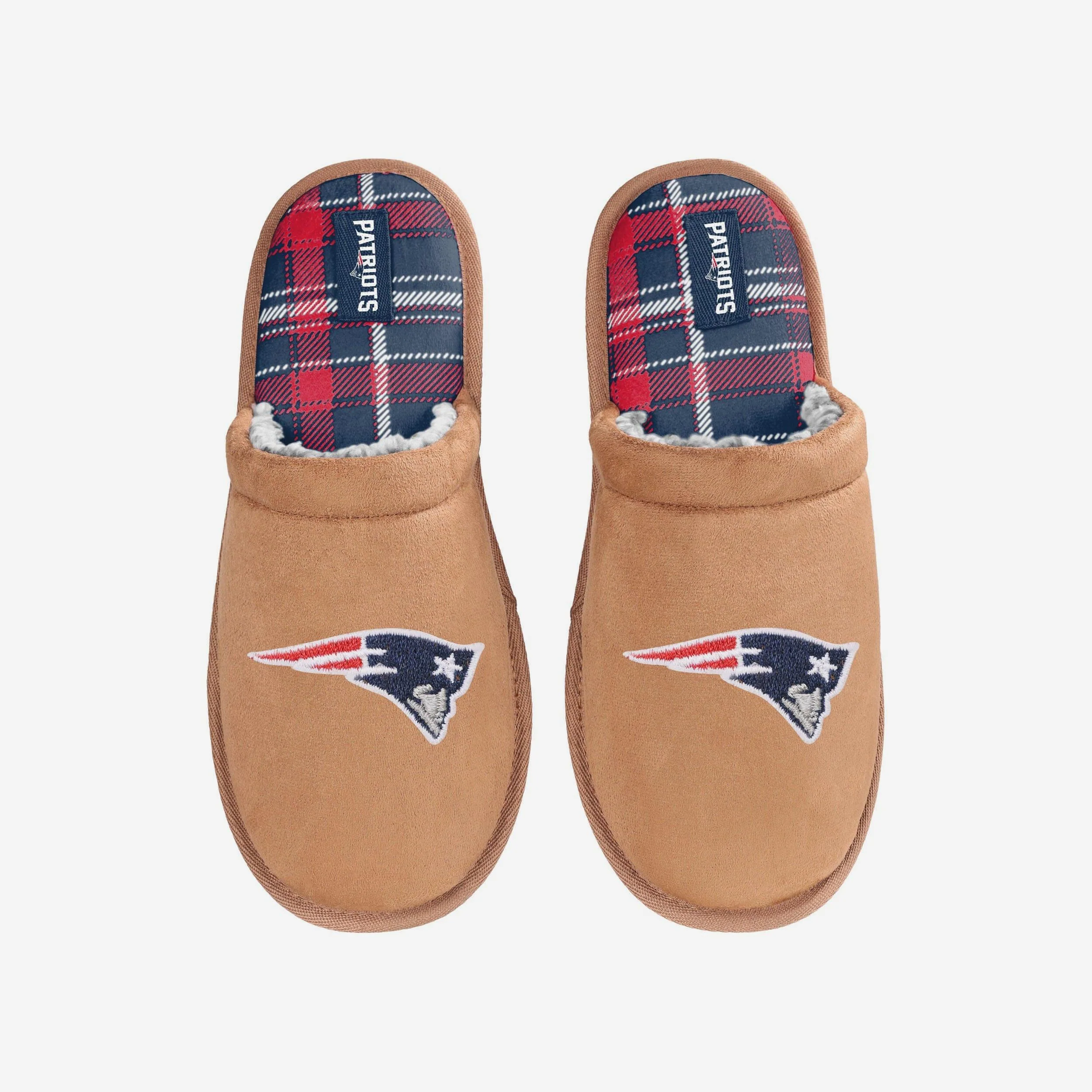 New England Patriots Flannel Lined Brown Suede Scuff Slipper - Image 4
