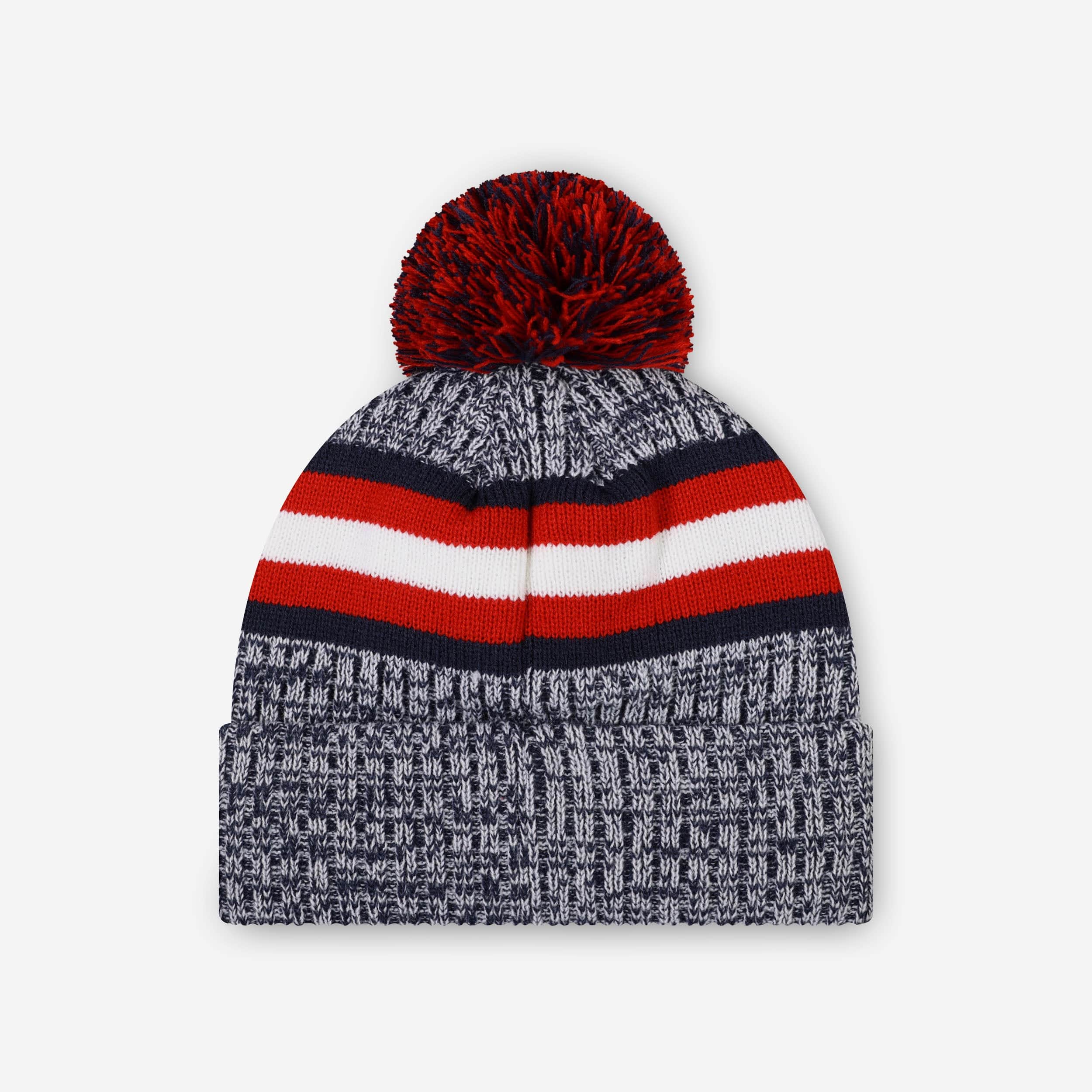 New England Patriots Heather Team Stripe Lined Pom Beanie - Image 2
