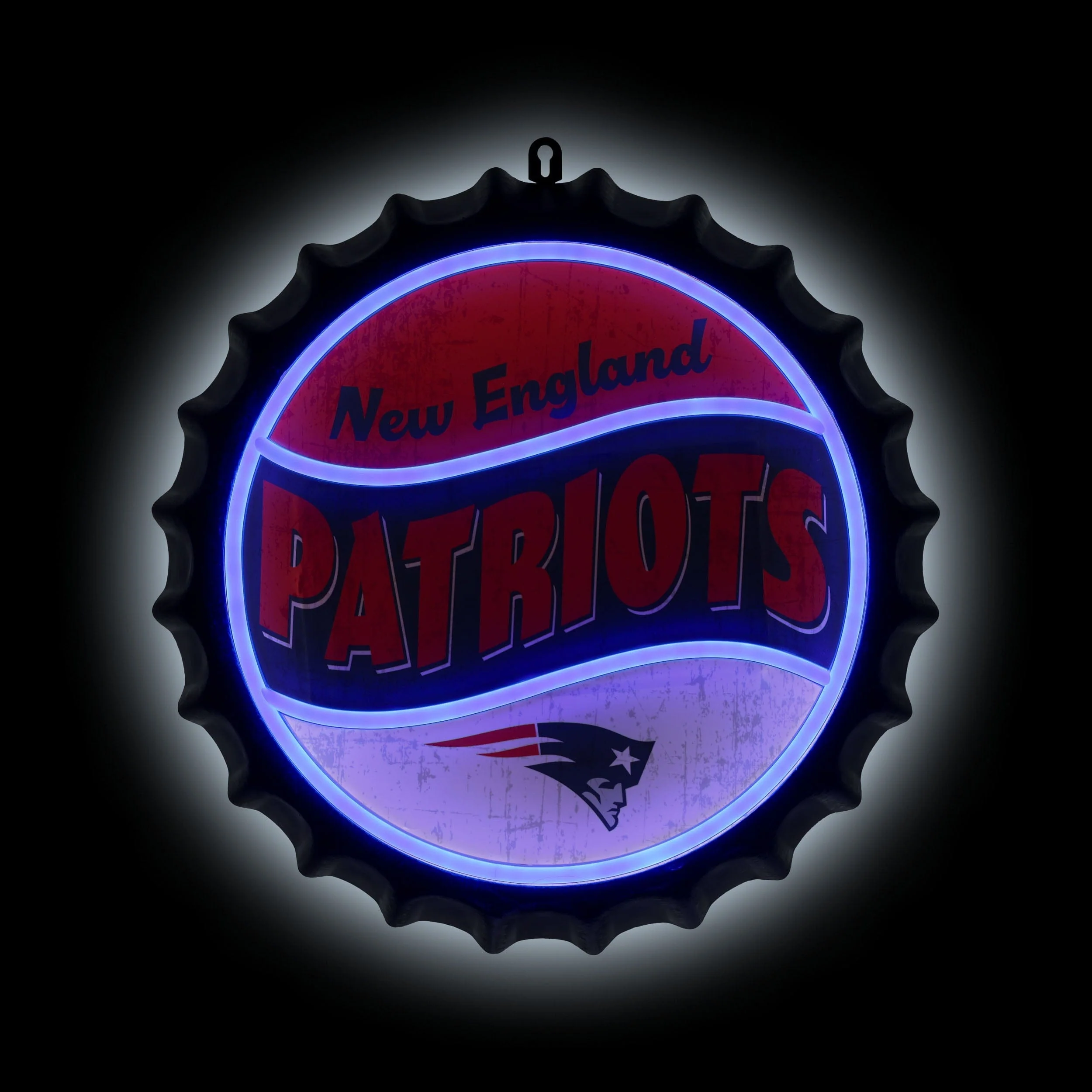 New England Patriots LED Neon Backlit Bottle Cap Wall Sign - Image 2