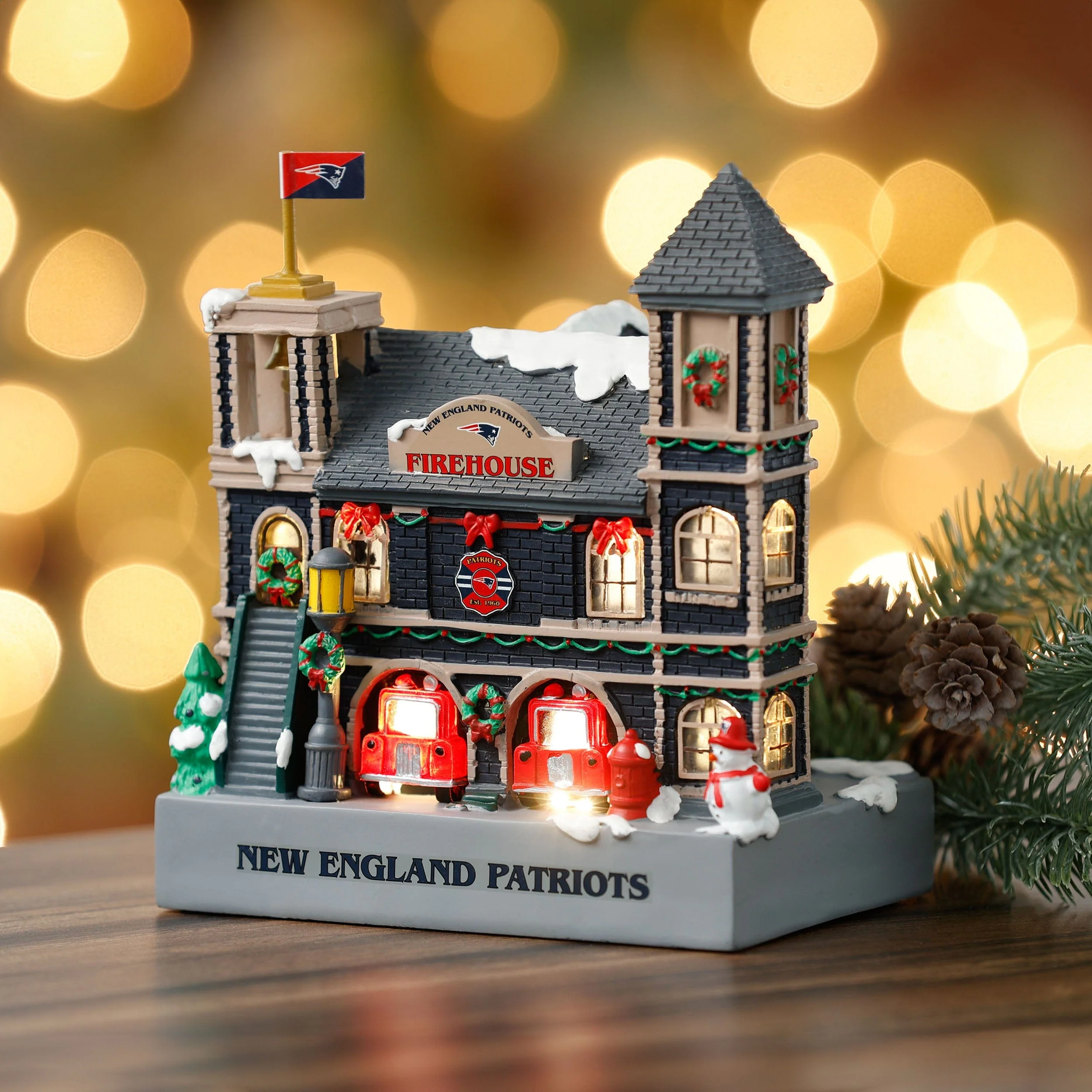 New England Patriots Light Up Resin Team Firehouse - Image 2