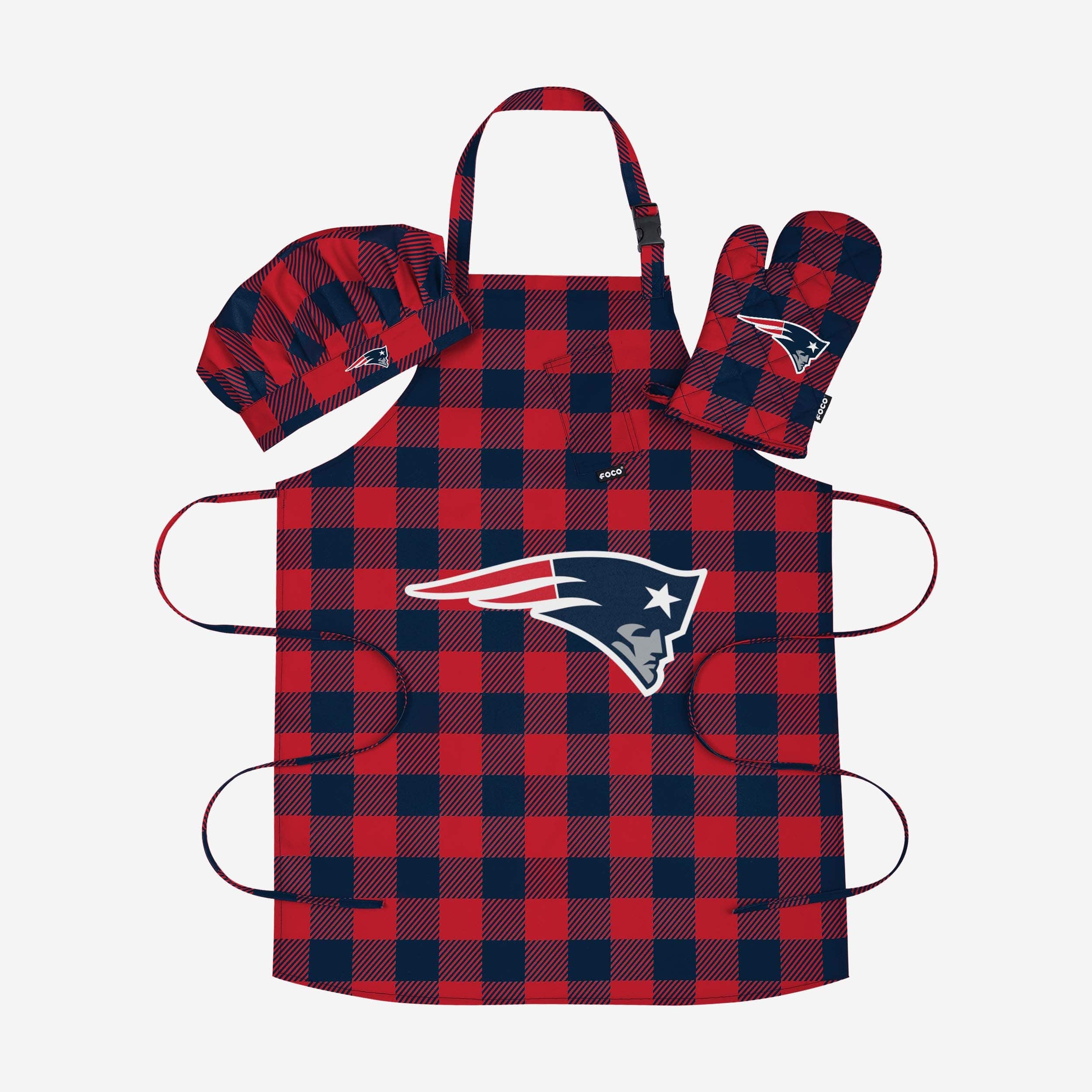 New England Patriots Plaid Chef Set