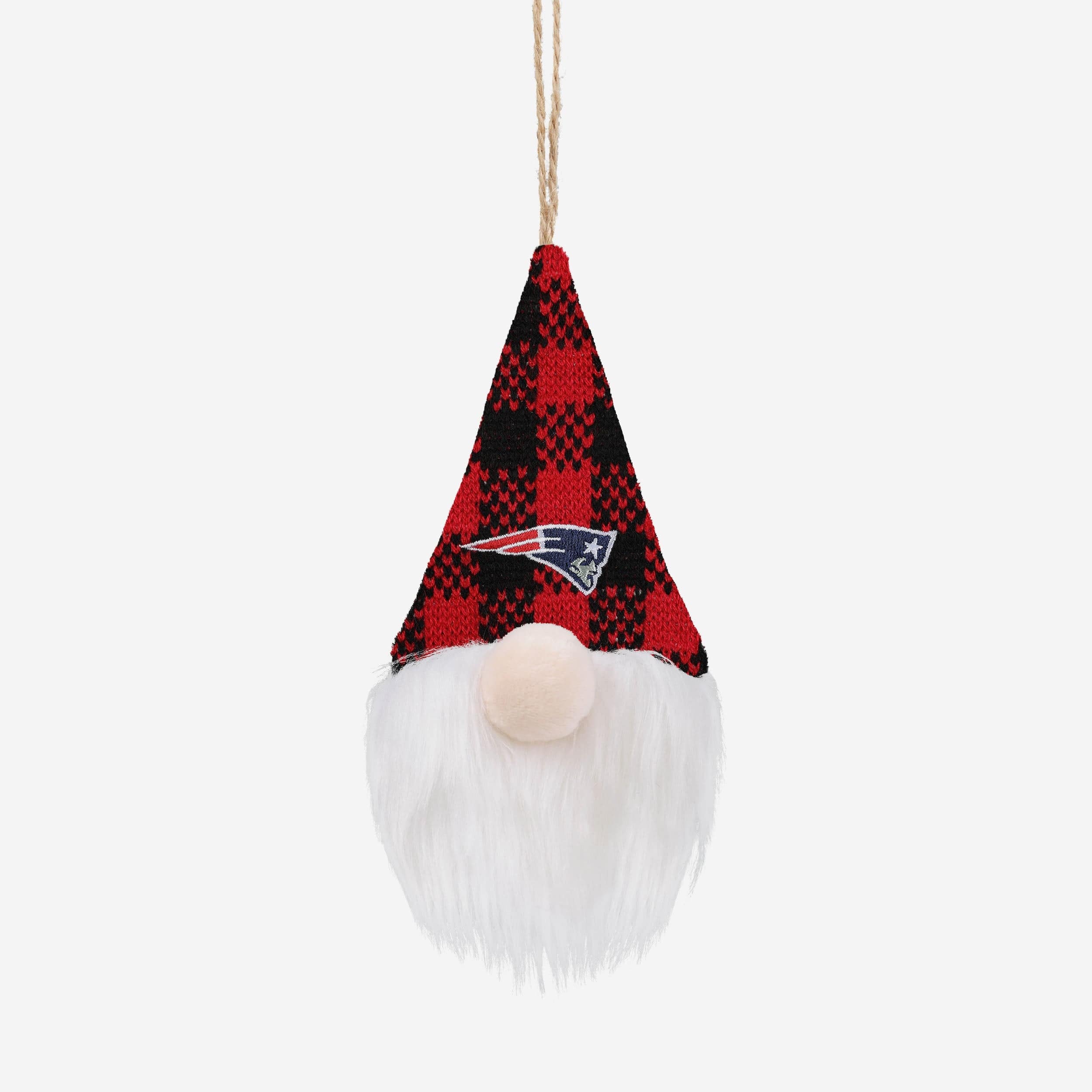 New England Patriots Plaid Hat Plush Gnome Ornament