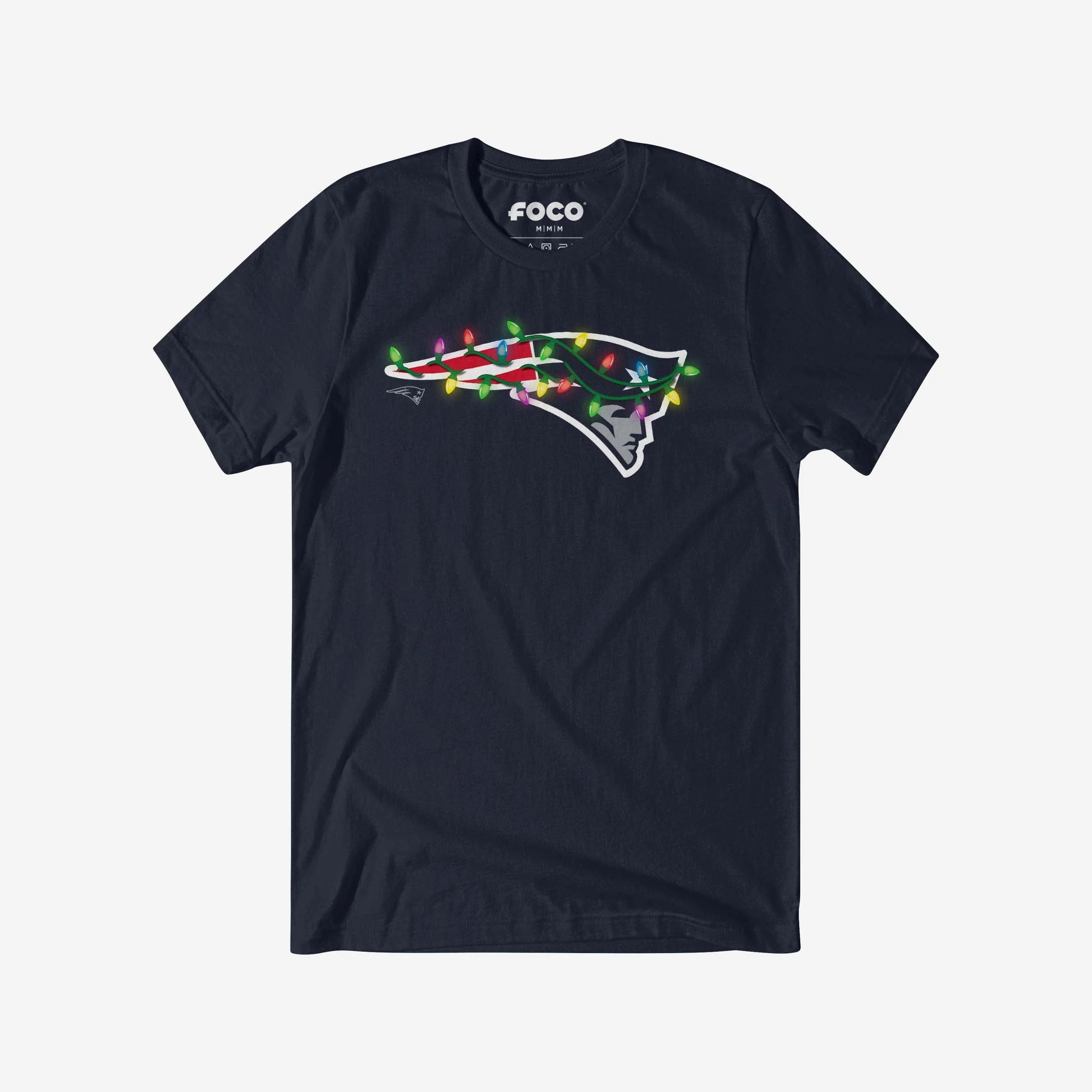 New England Patriots Primary Logo Holiday Lights T-Shirt - Image 5