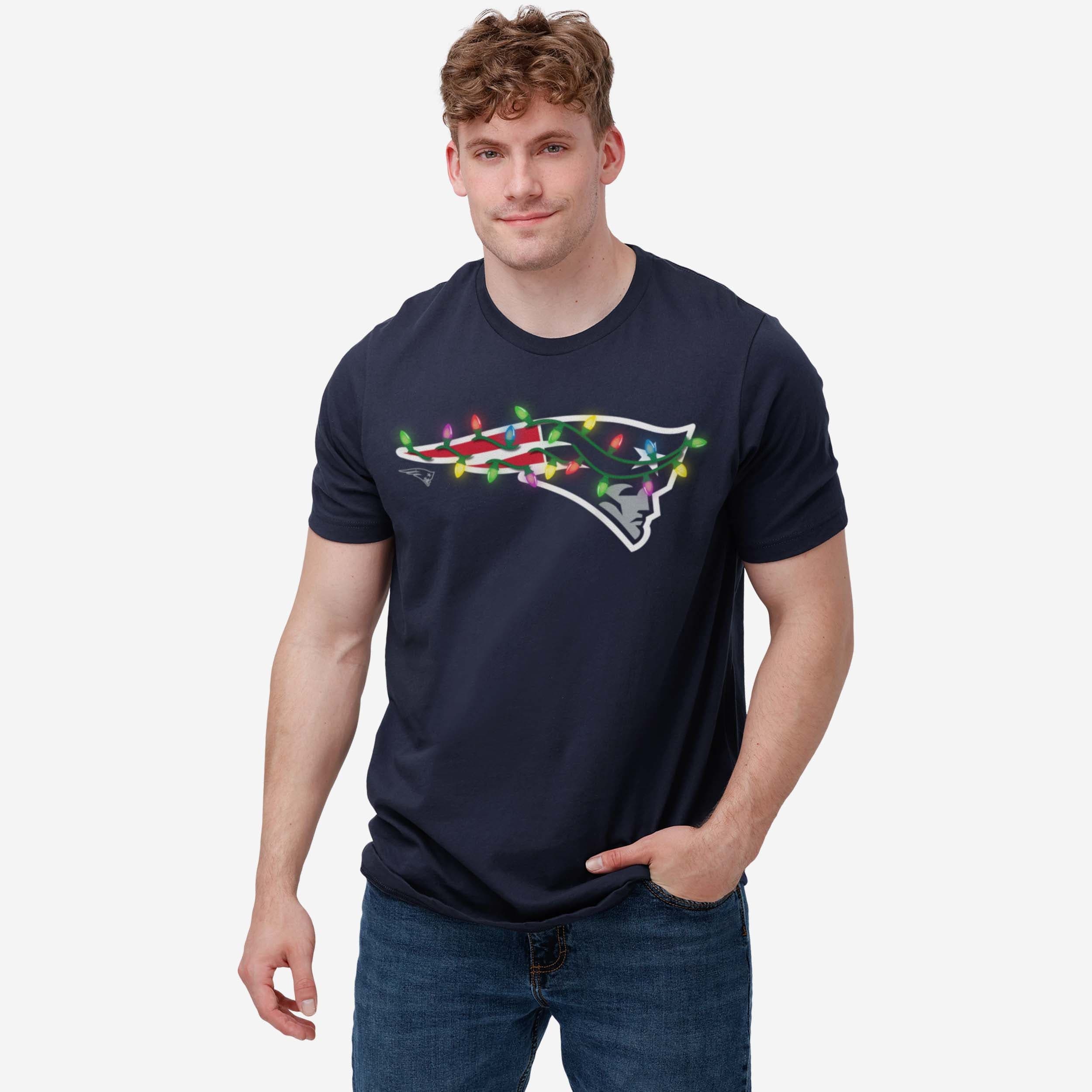 New England Patriots Primary Logo Holiday Lights T-Shirt - Image 6