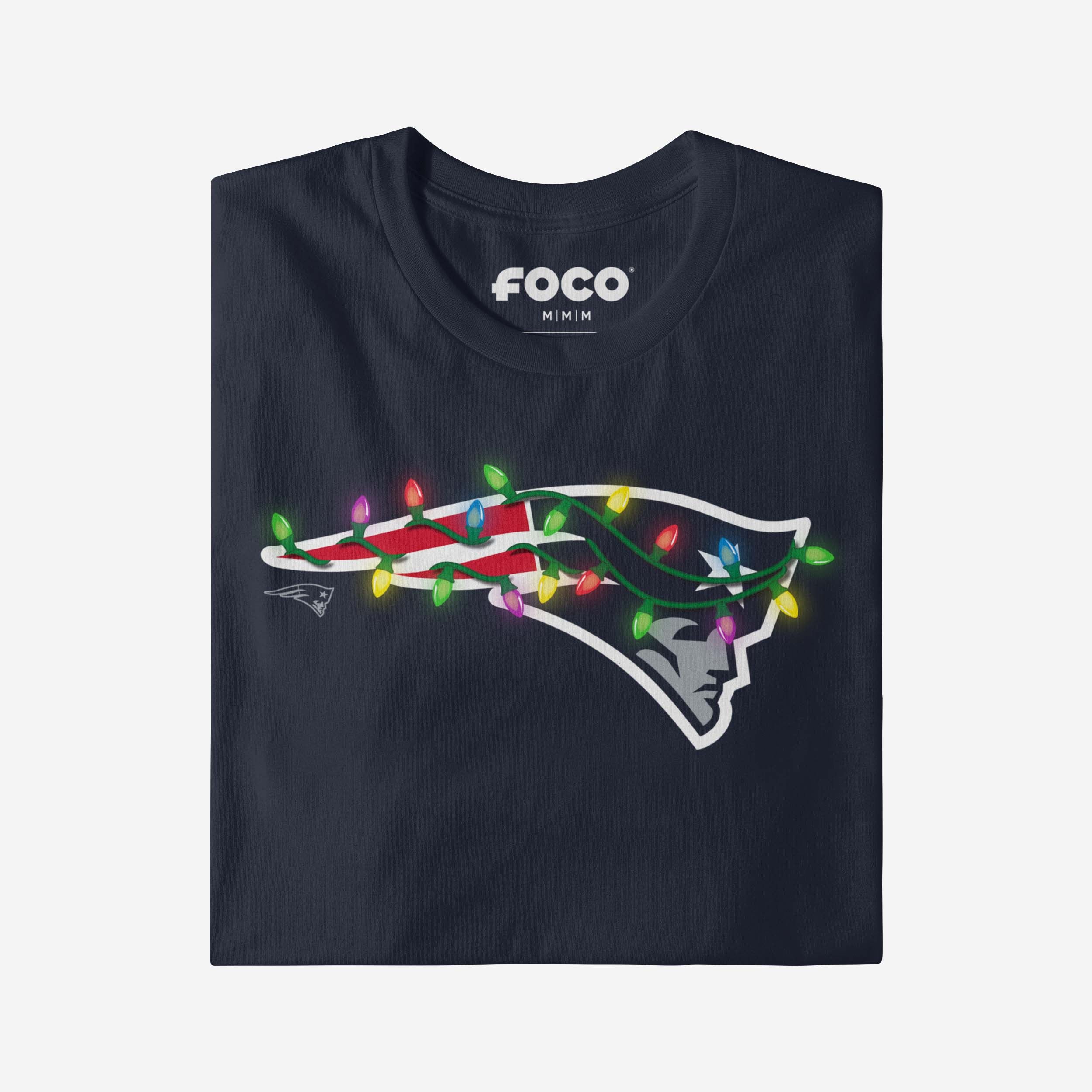 New England Patriots Primary Logo Holiday Lights T-Shirt - Image 8