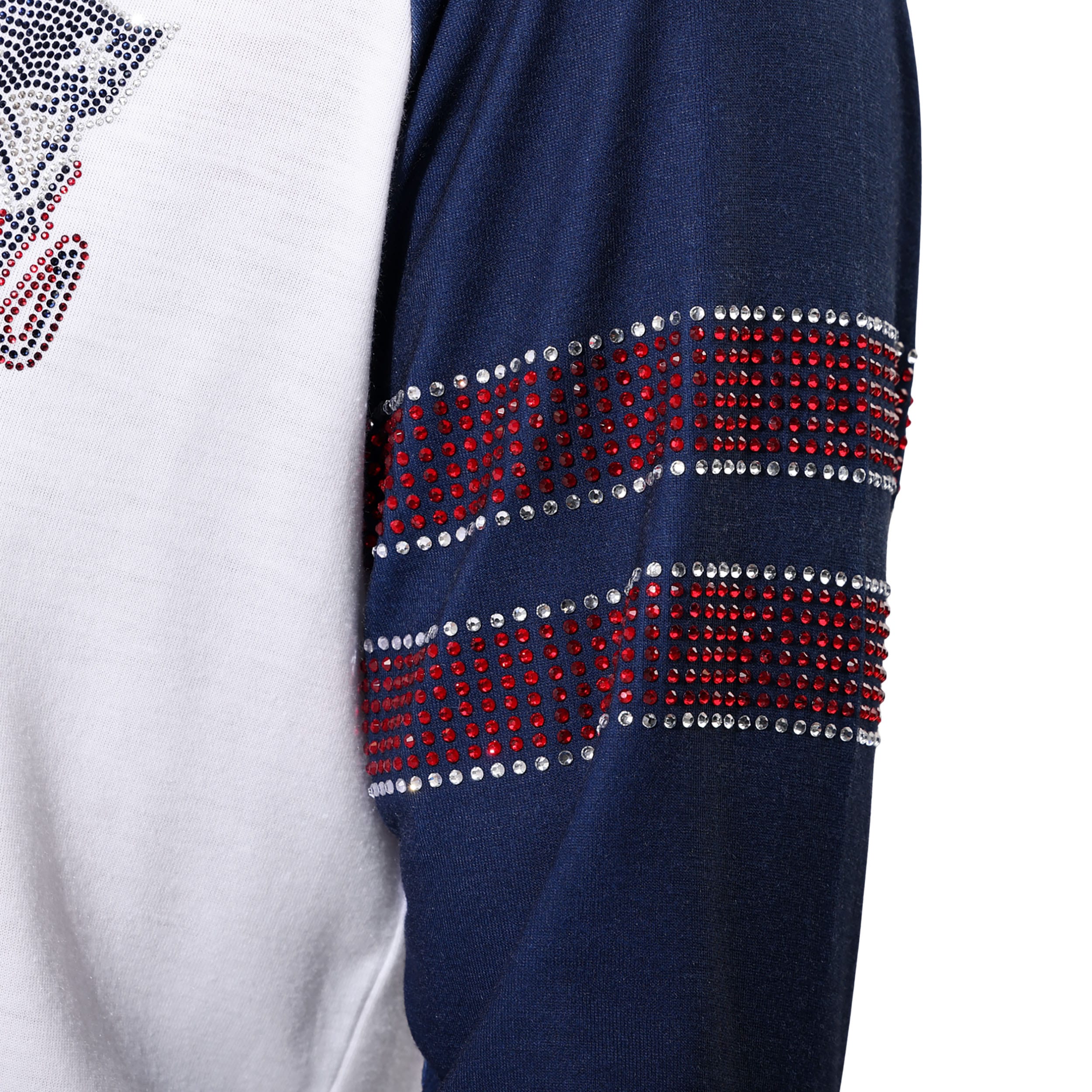 New England Patriots Rhinestone Long Sleeve Henley - Image 3