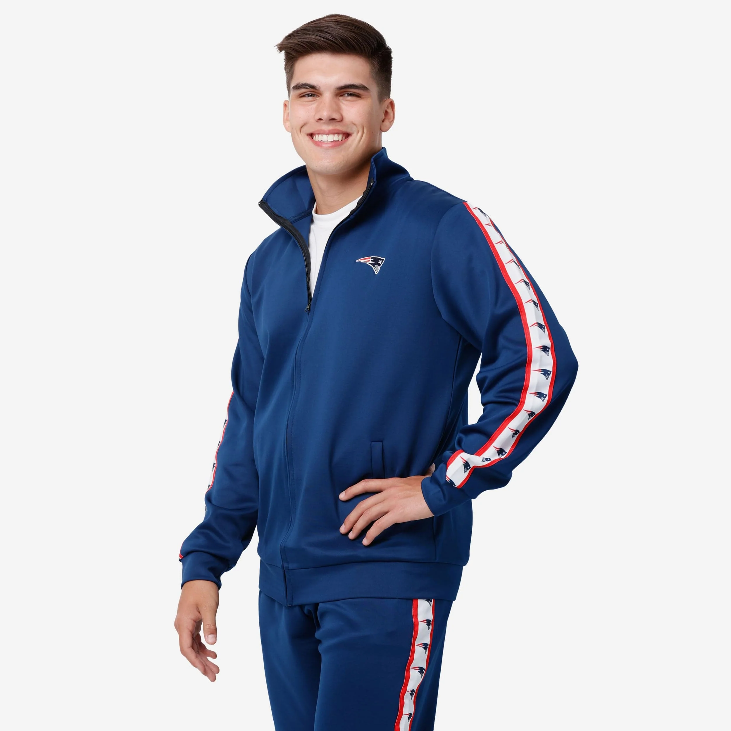 New England Patriots Stripe Logo Track Jacket
