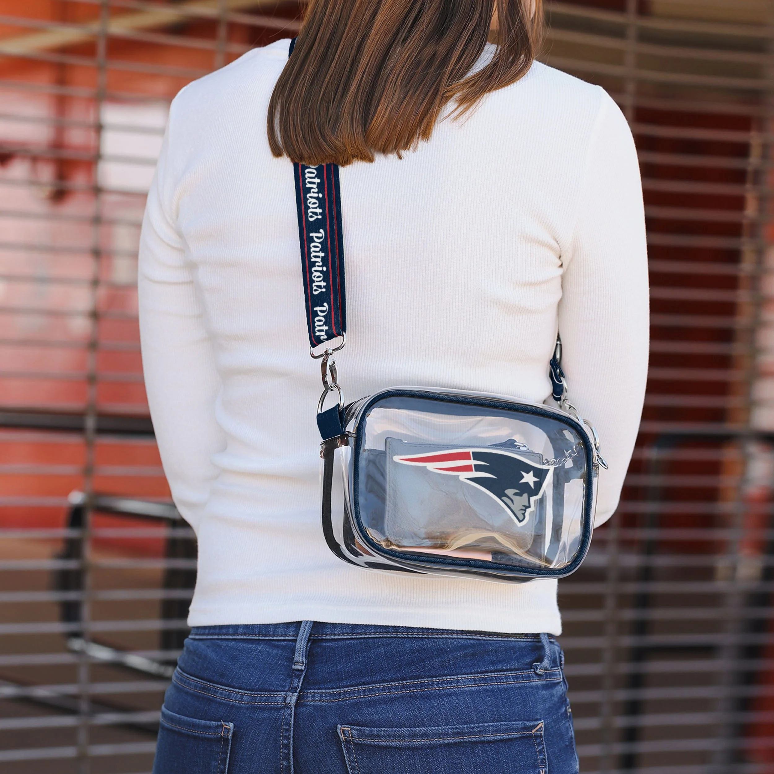 New England Patriots Team Stripe Clear Crossbody Bag - Image 3