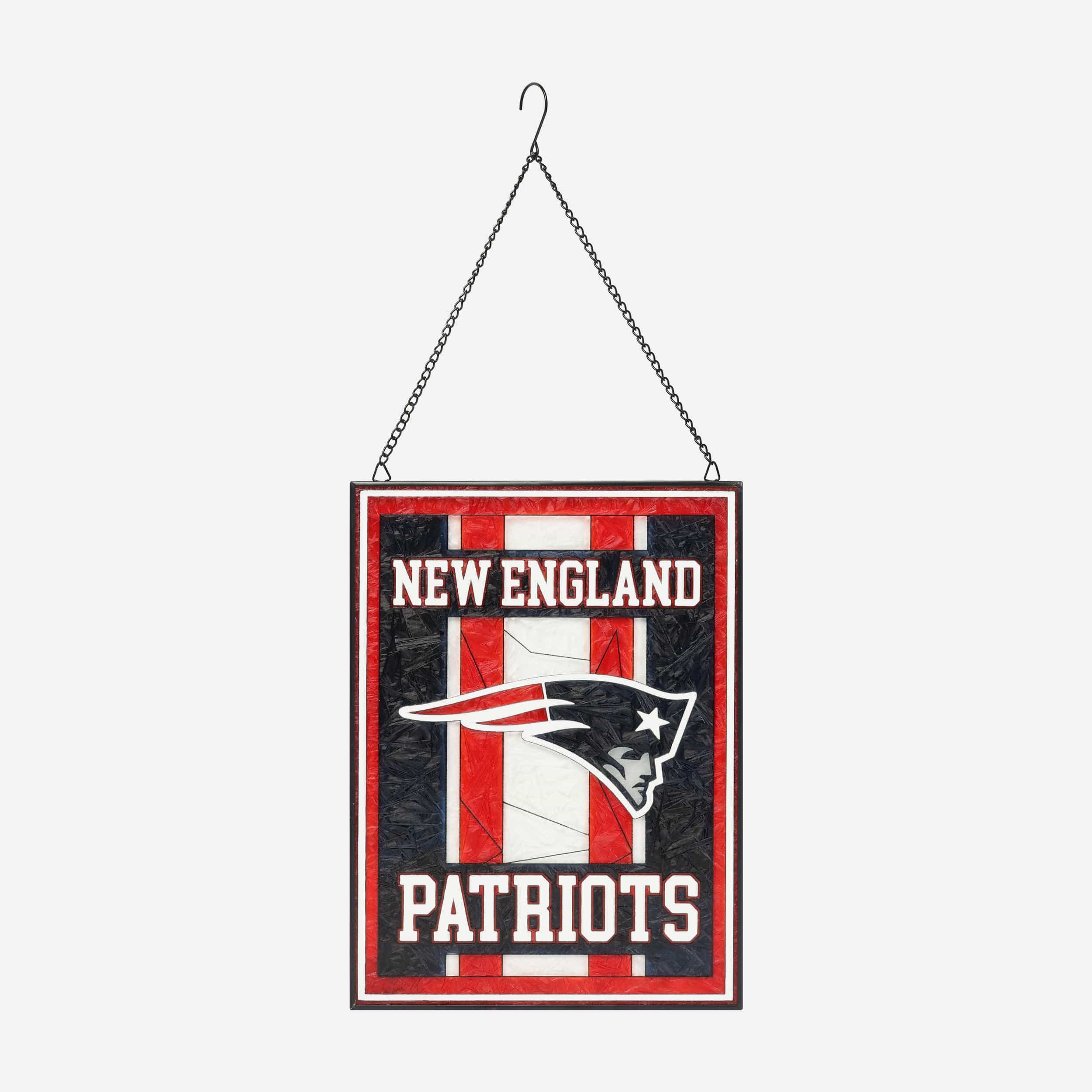 New England Patriots Team Stripe Stain Glass Sign