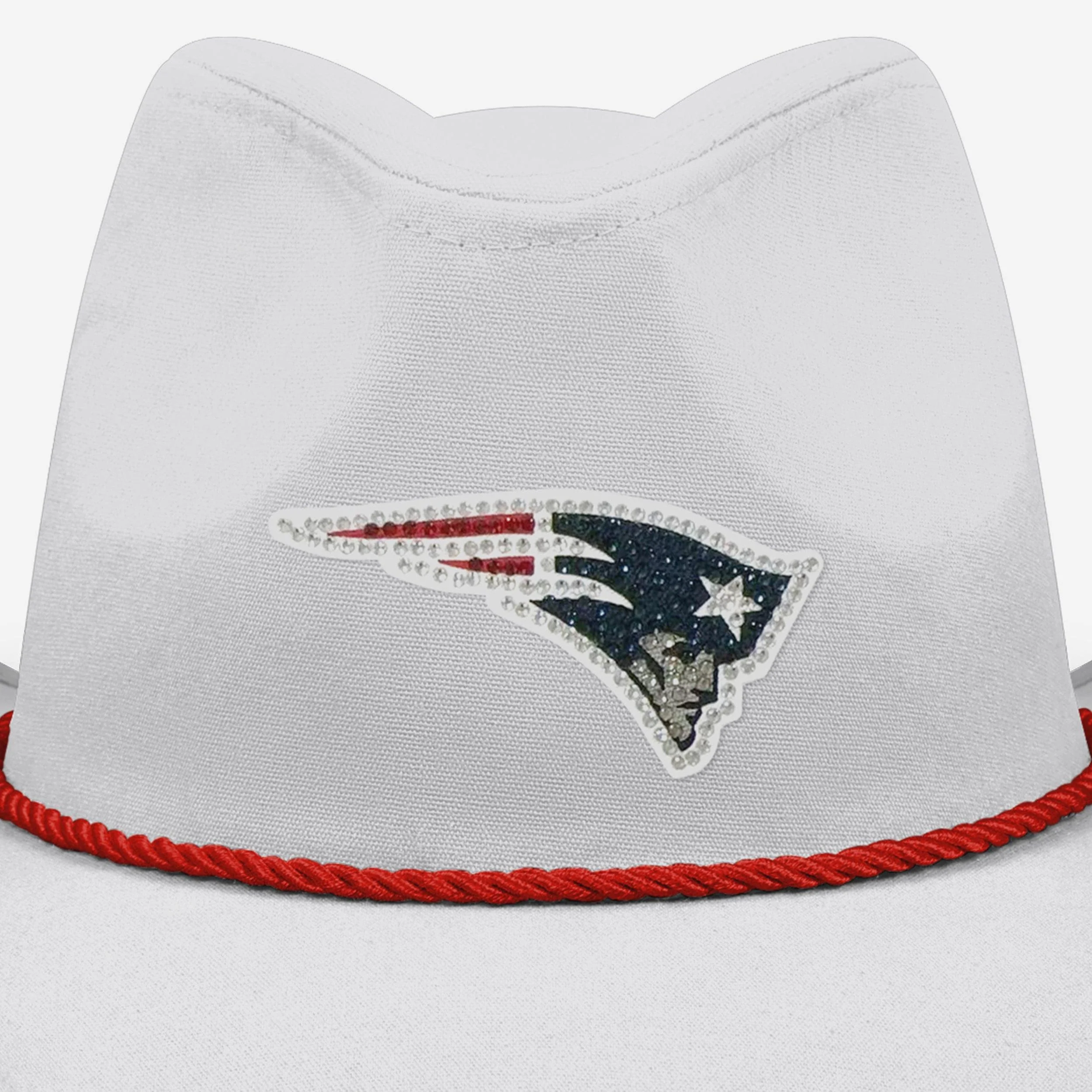 New England Patriots White Rhinestone Logo Cowboy Hat - Image 2