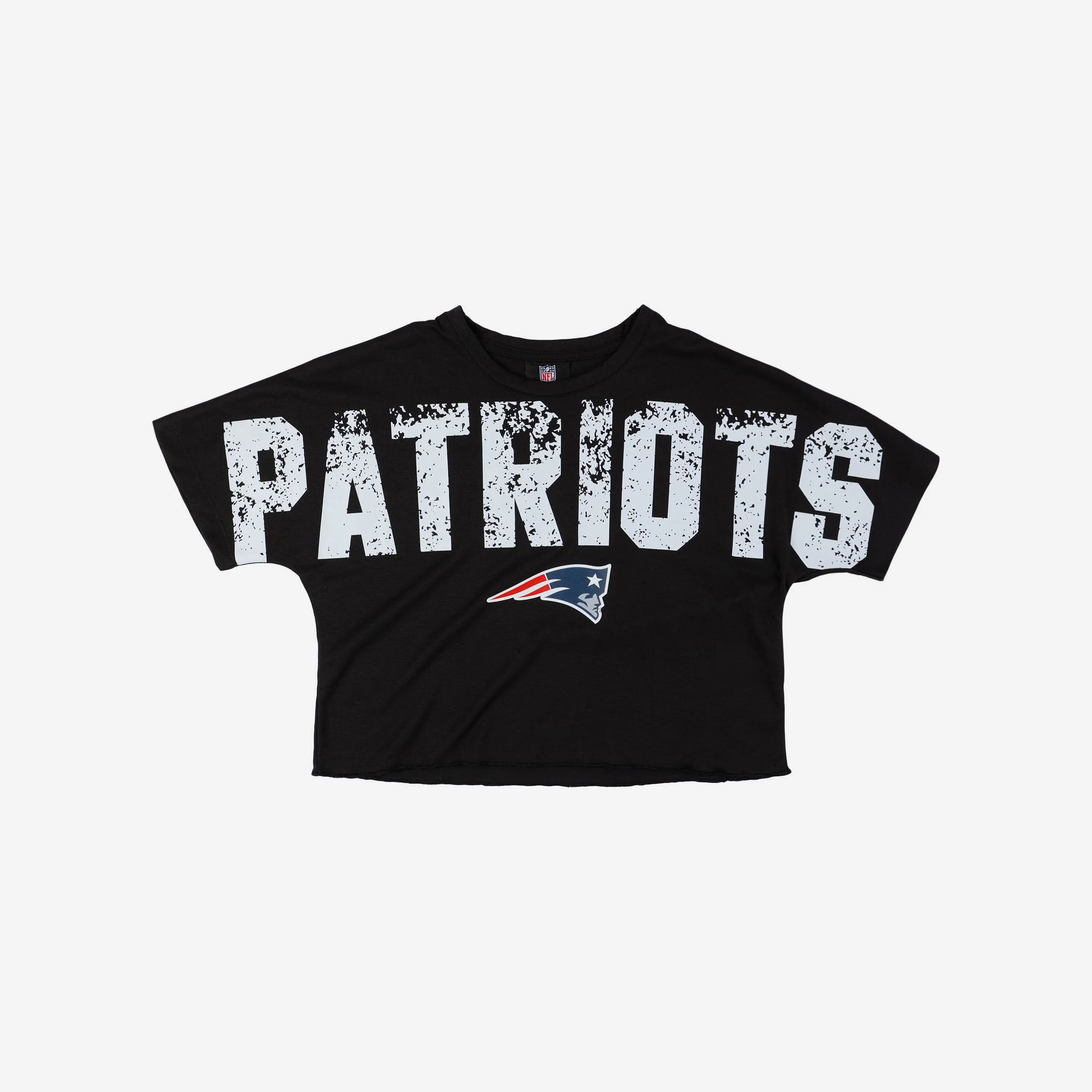 New England Patriots Womens Distressed Wordmark Crop Top - Image 3