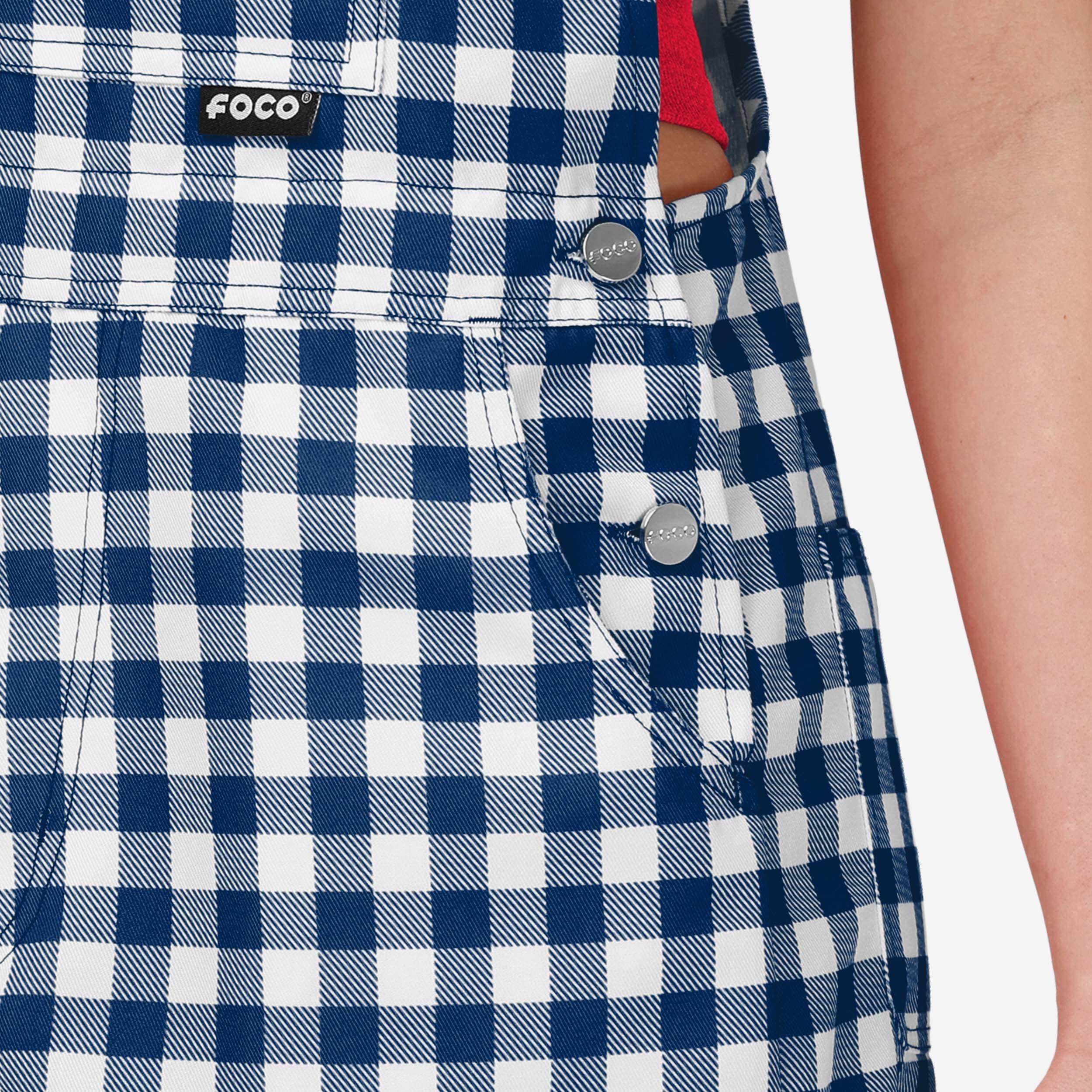 New England Patriots Womens Gingham Check Bib Shortalls - Image 4