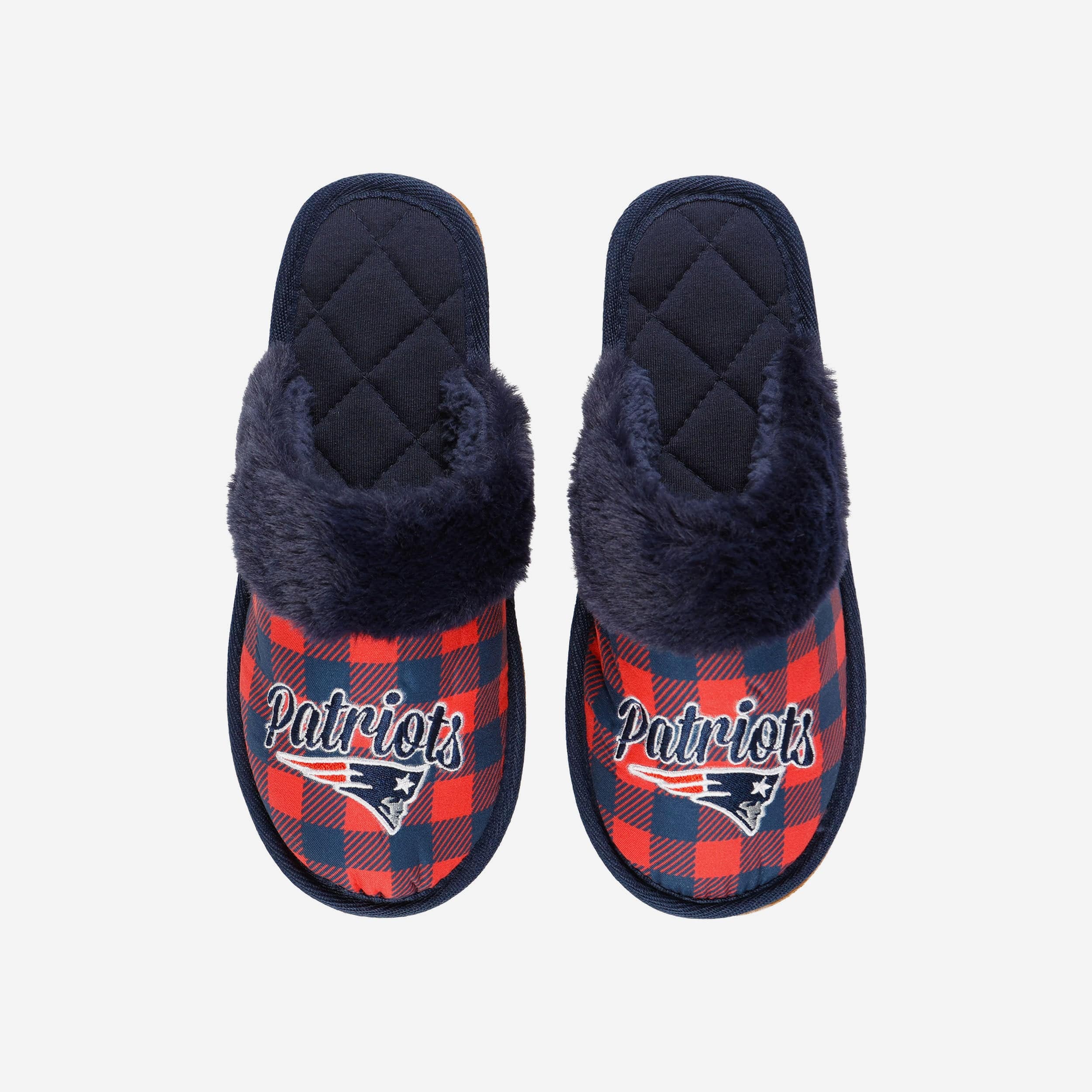 New England Patriots Womens Plaid Sherpa Mule Slipper - Image 2