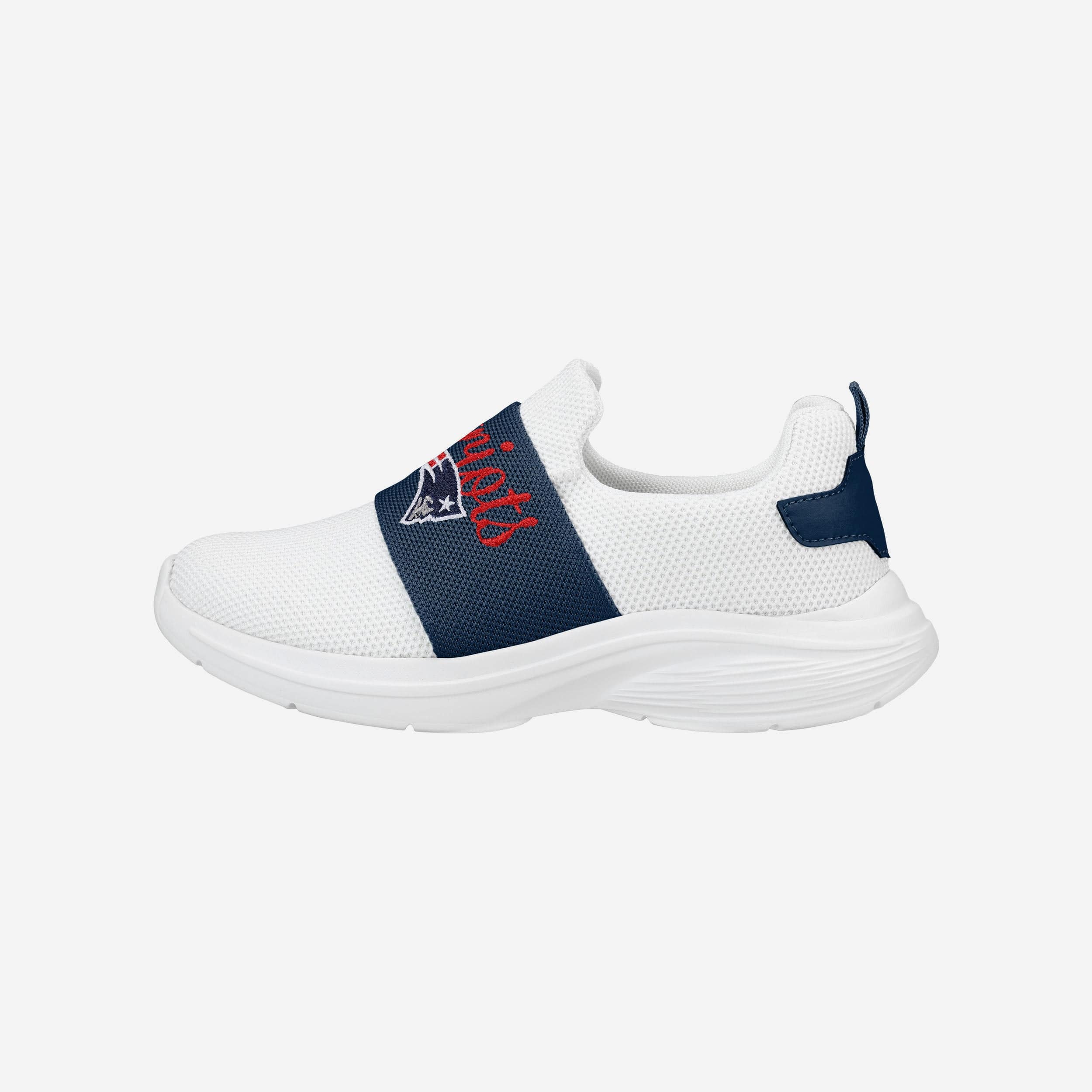 New England Patriots Womens Script Wordmark White Slip On Sneakers