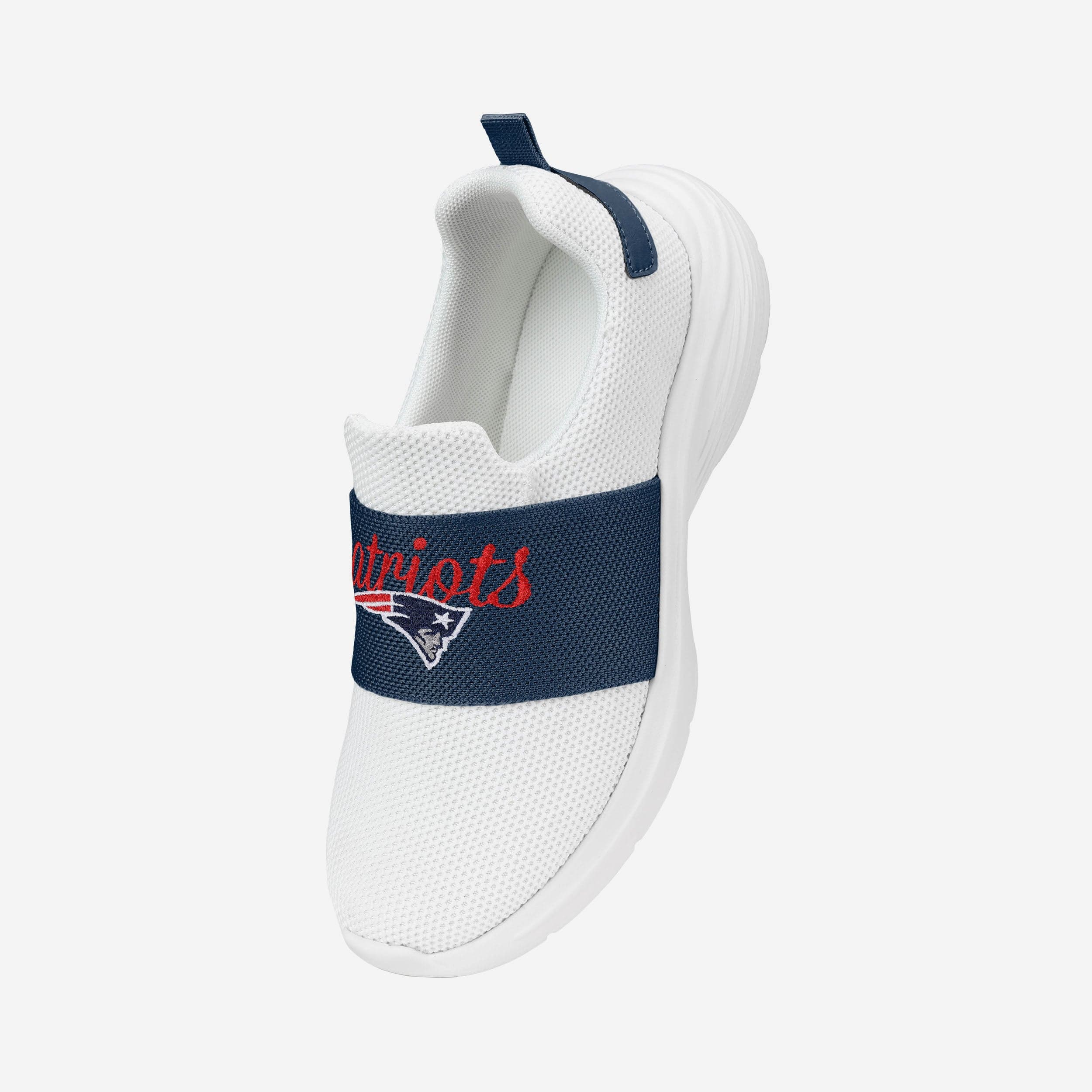 New England Patriots Womens Script Wordmark White Slip On Sneakers - Image 2