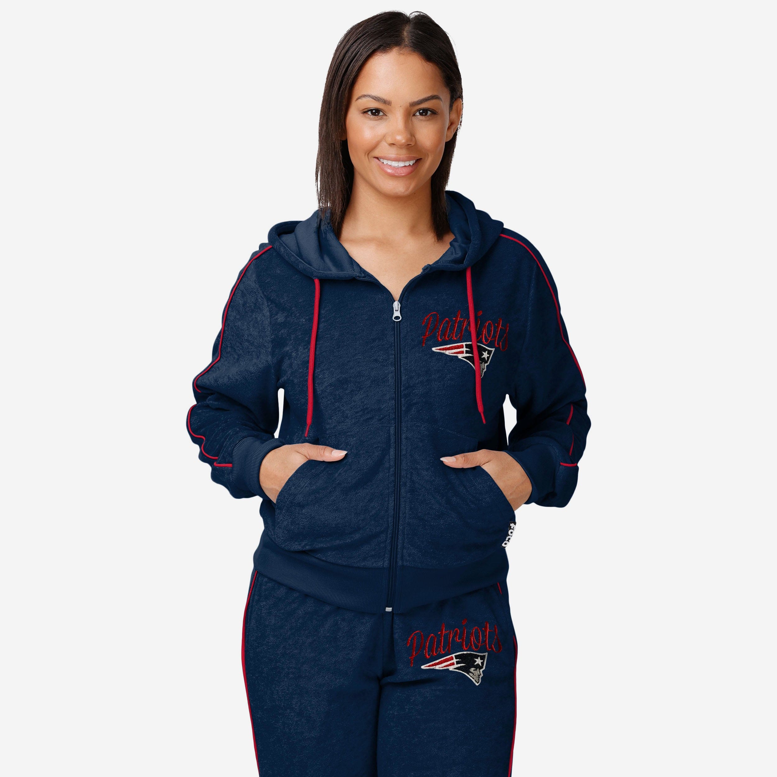 New England Patriots Womens Terry Knit Zip Up Top