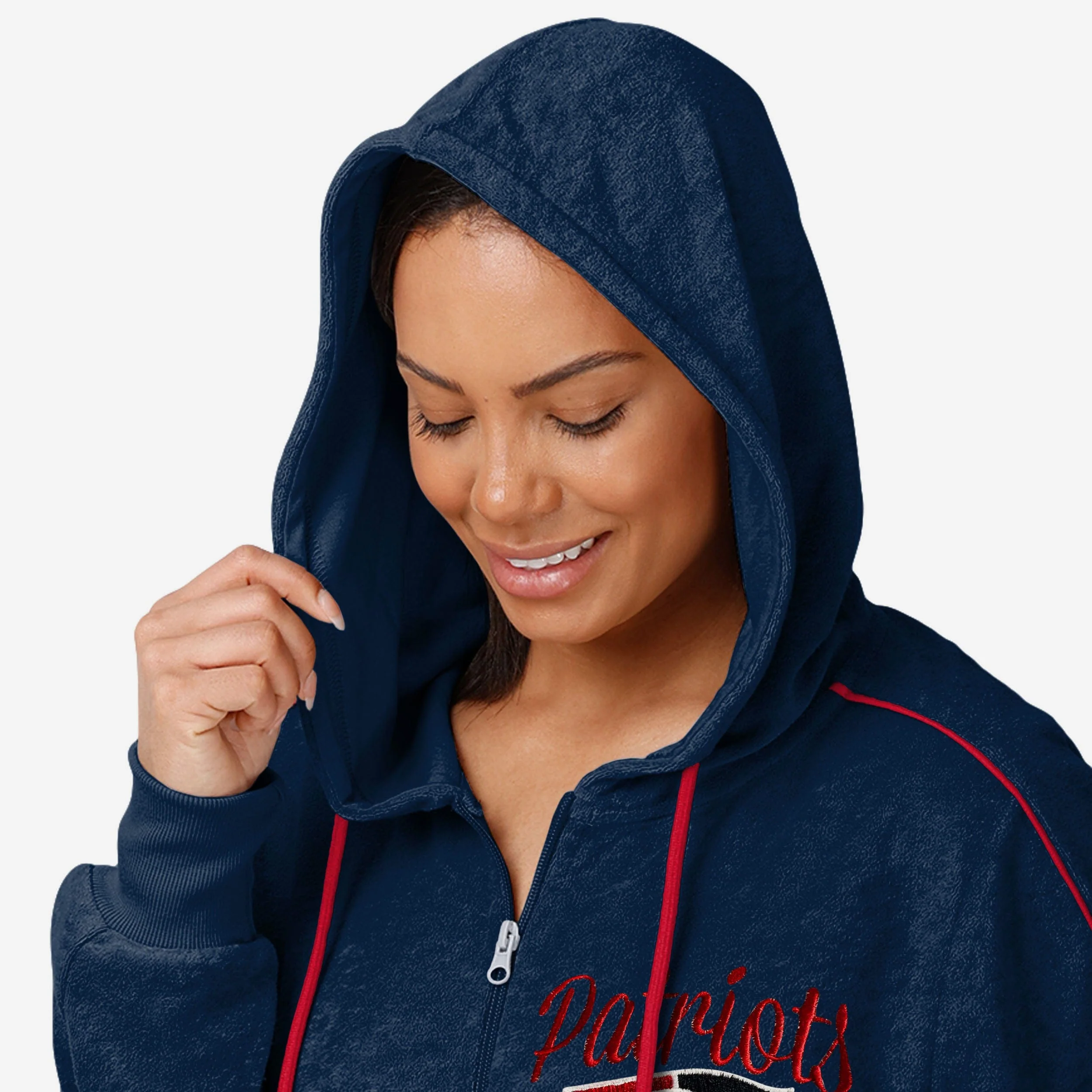 New England Patriots Womens Terry Knit Zip Up Top - Image 3