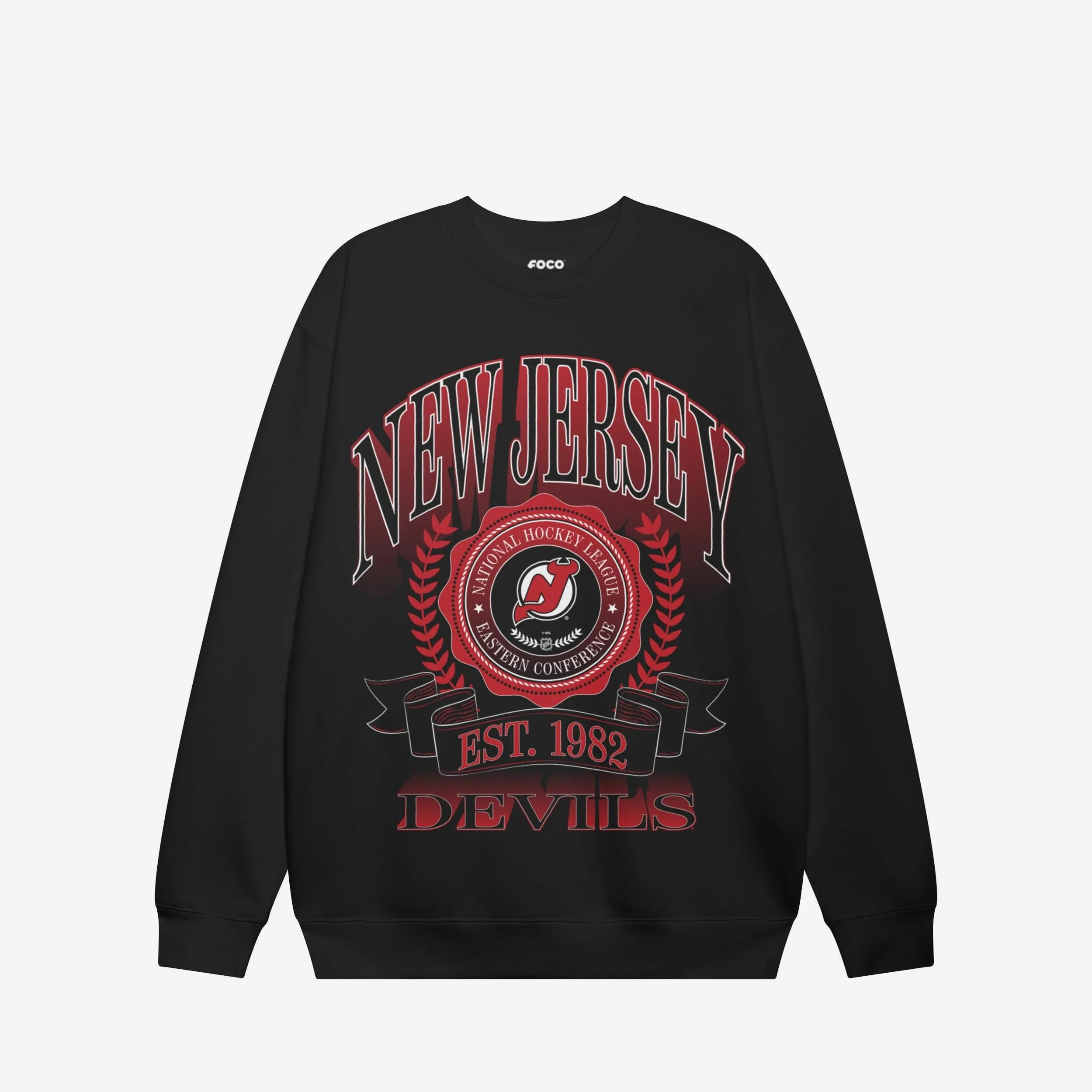 New Jersey Devils Banner Crest Crew Neck Sweatshirt