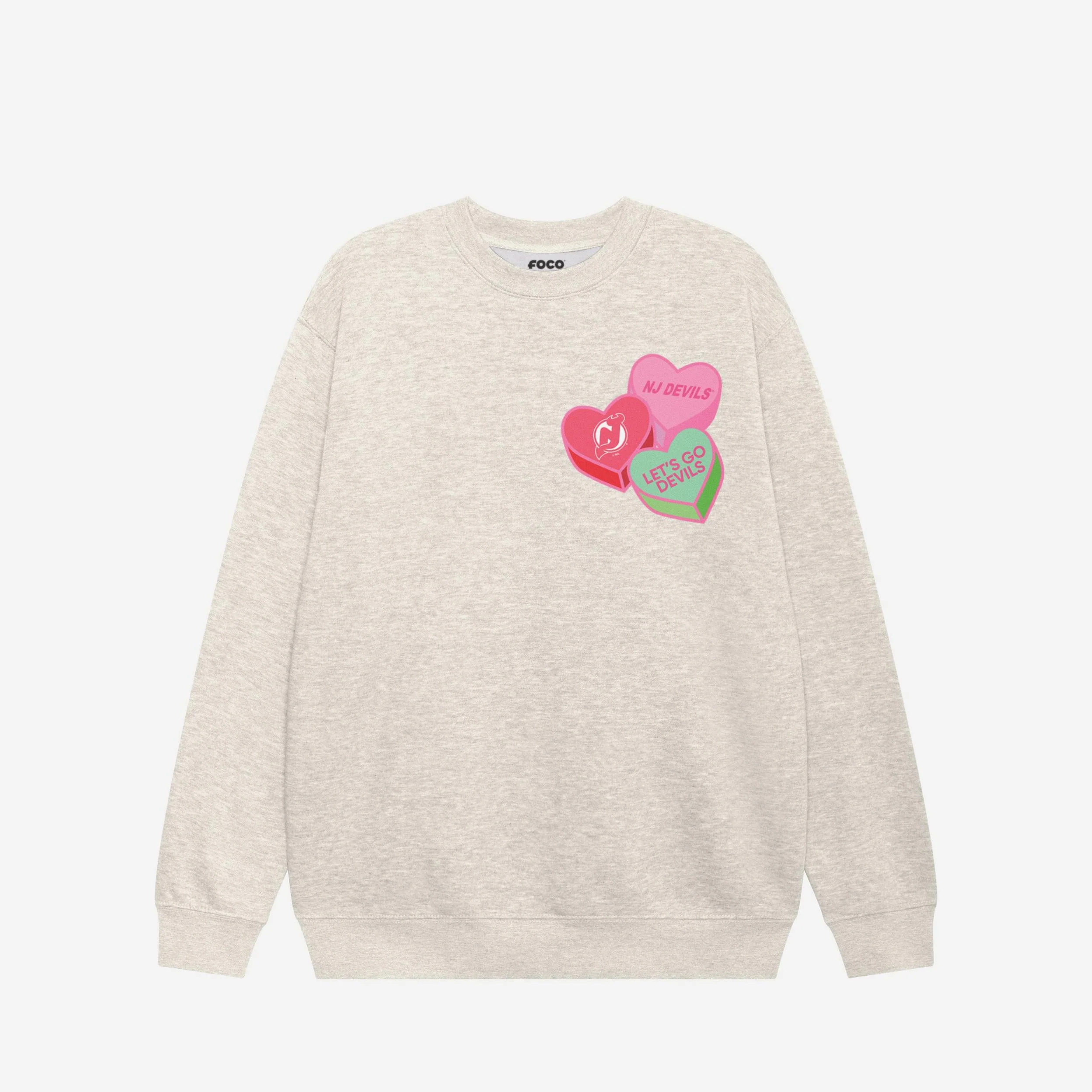 New Jersey Devils Candy Heart Crew Neck Sweatshirt