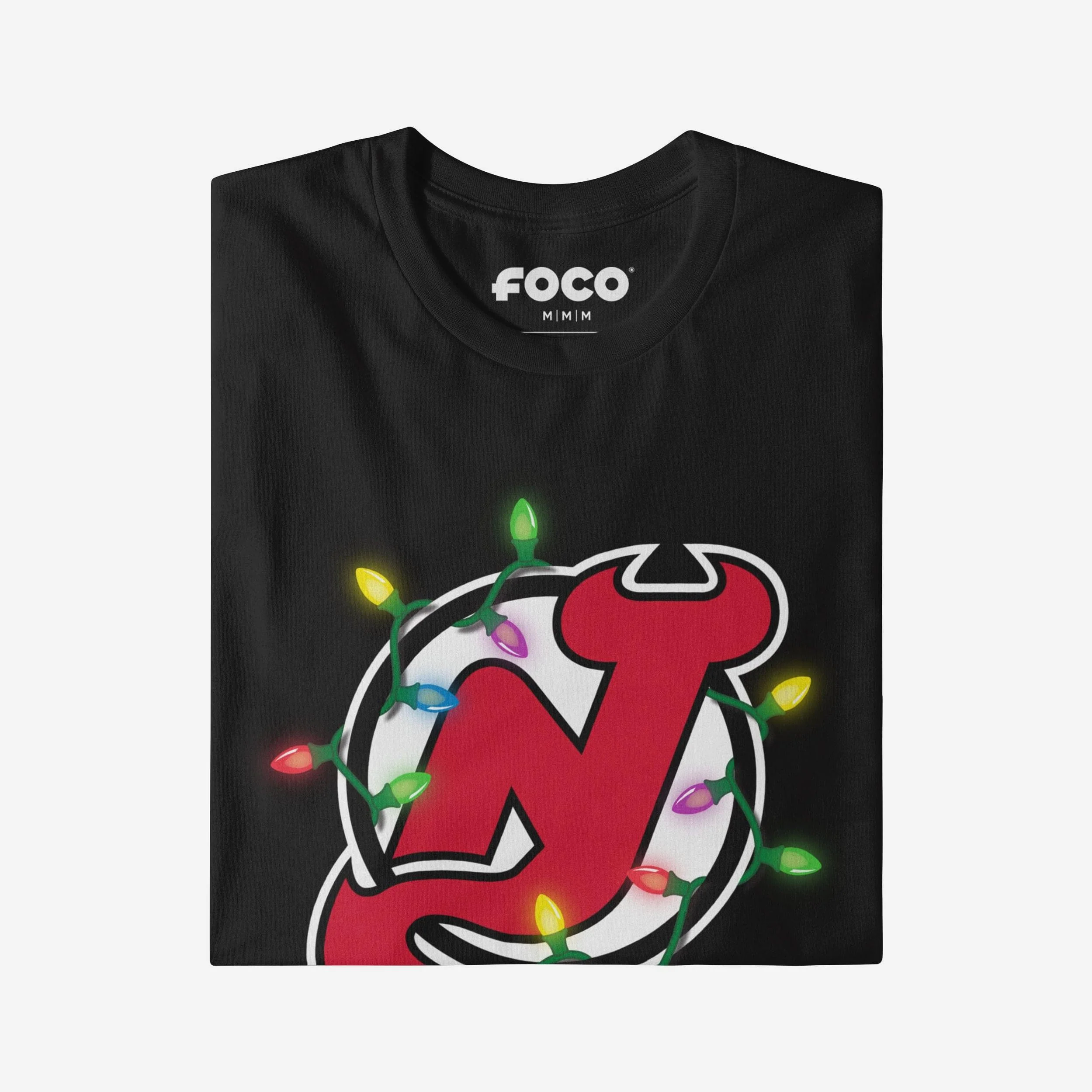 New Jersey Devils Primary Logo Holiday Lights Long Sleeve T-Shirt - Image 3