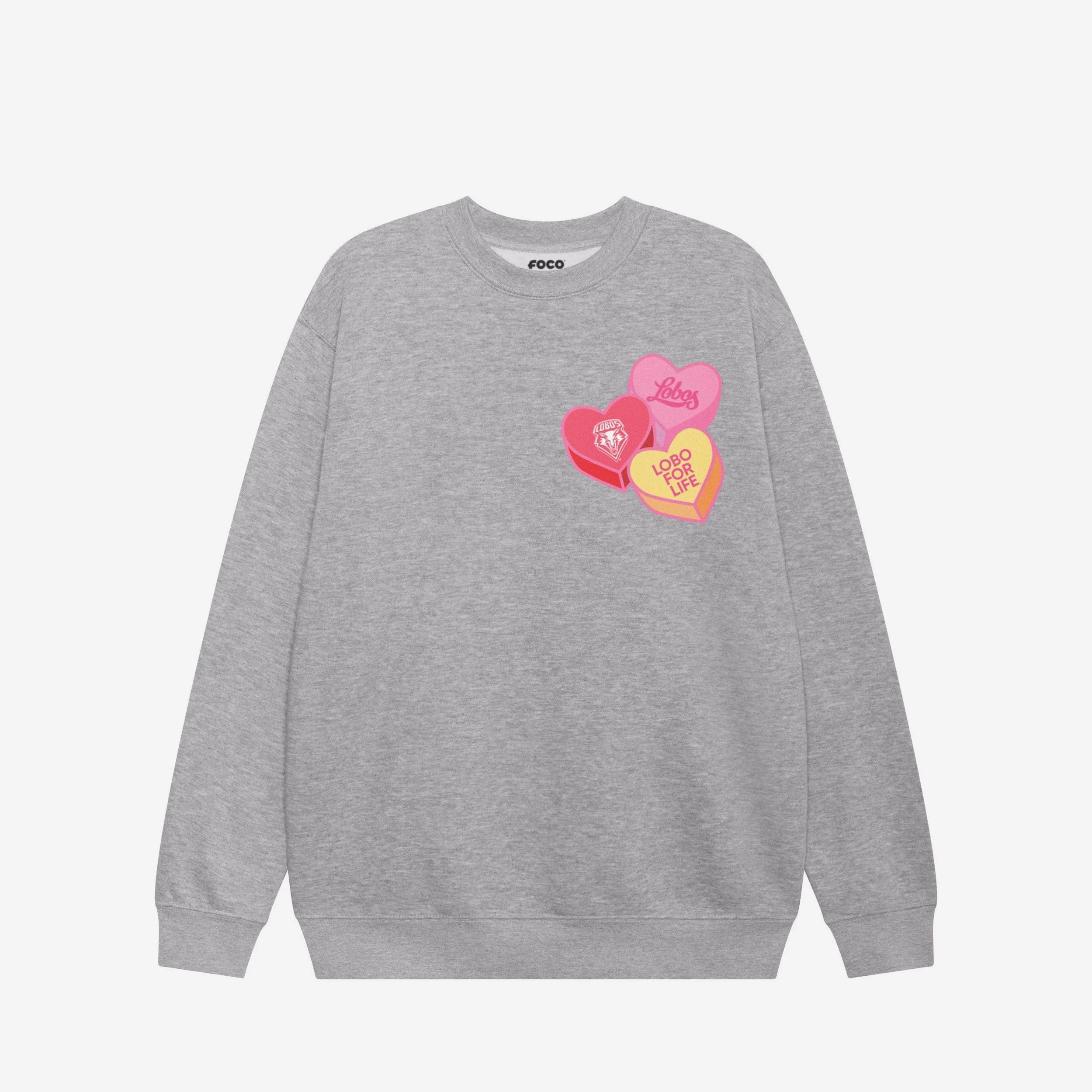 New Mexico Lobos Candy Heart Crew Neck Sweatshirt - Image 3