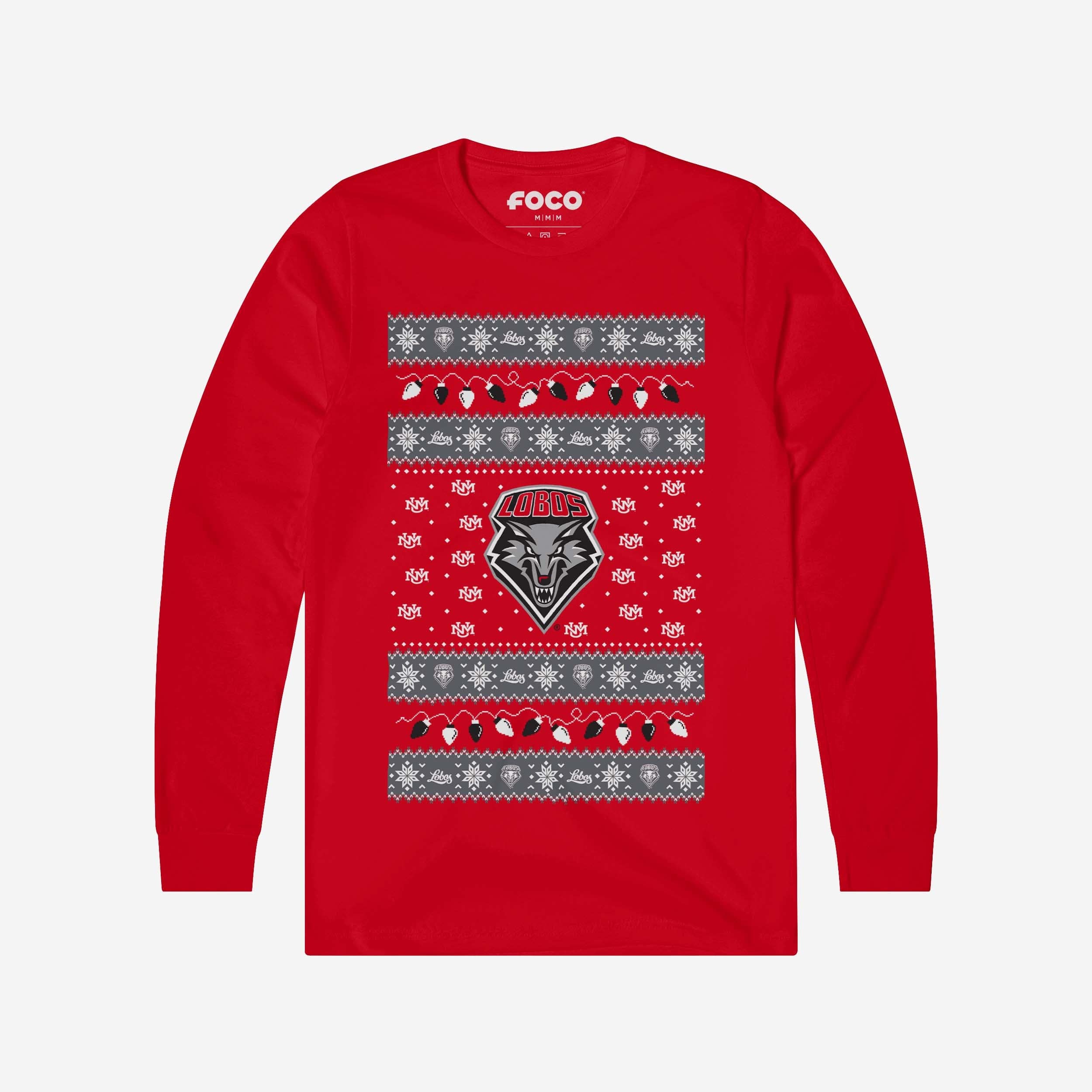 New Mexico Lobos Holiday Lights Sweater Long Sleeve T-Shirt