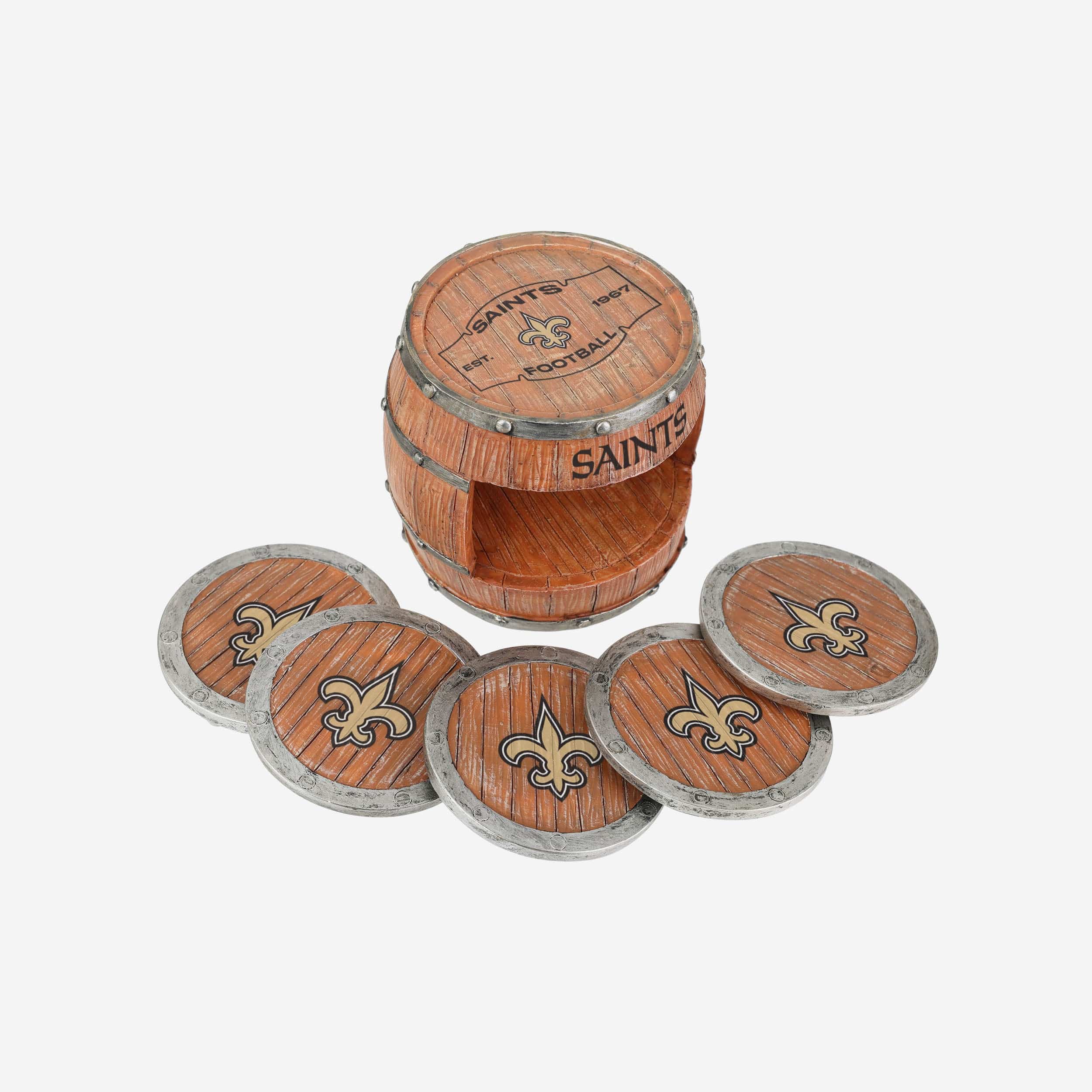 New Orleans Saints 5 Pack Barrel Coaster Set - Image 3