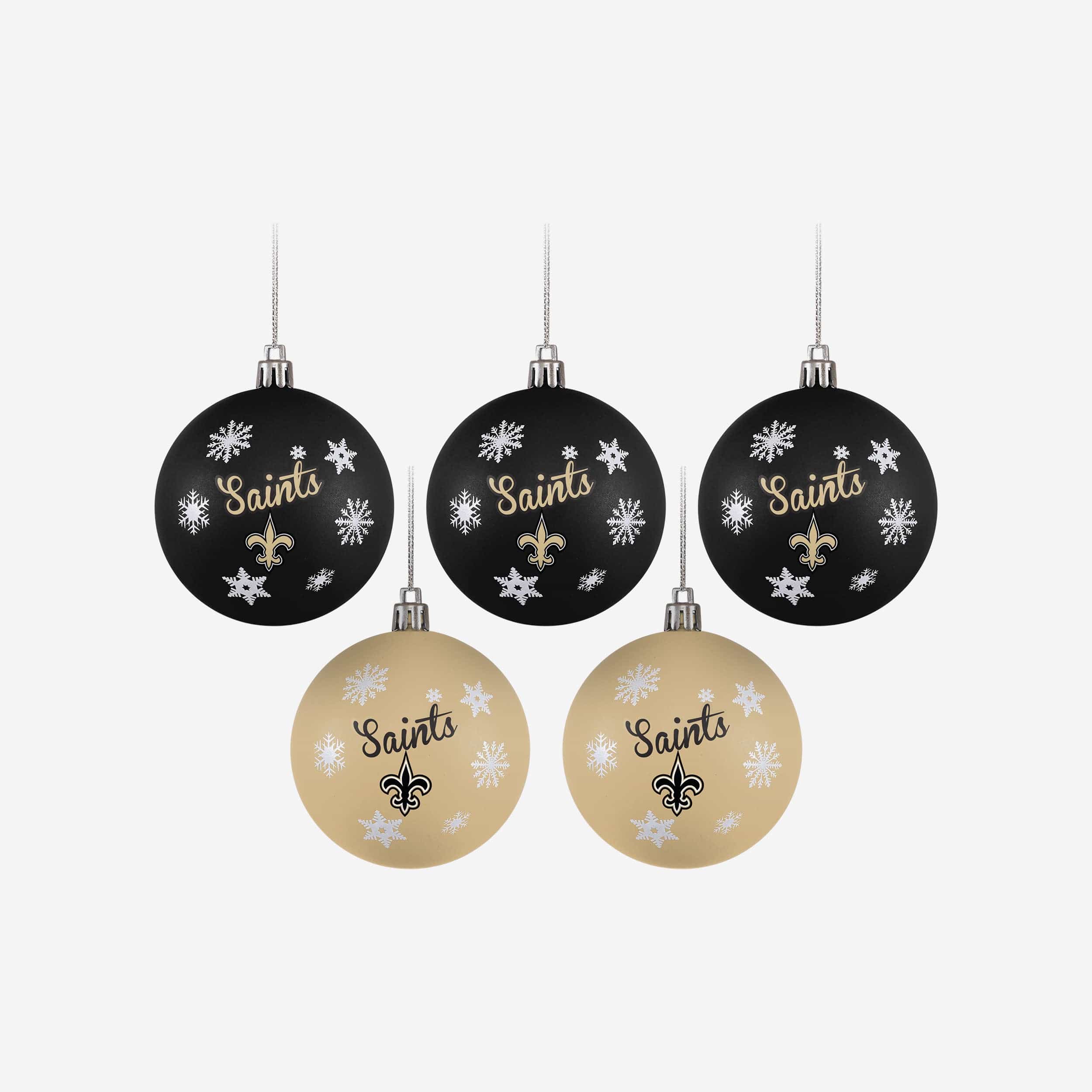 New Orleans Saints 5 Pack Shatterproof Ball Ornament Set