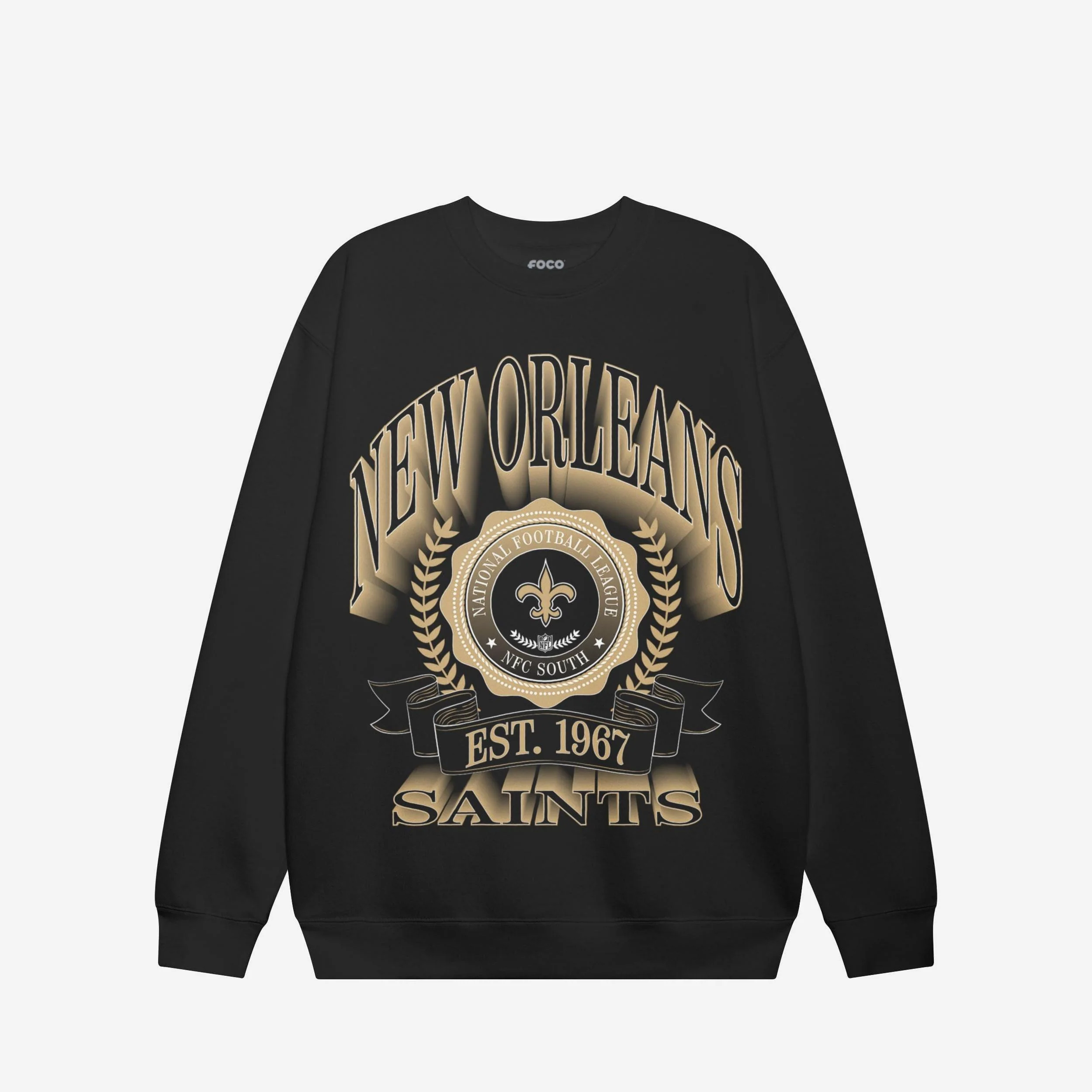 New Orleans Saints Banner Crest Crew Neck Sweatshirt