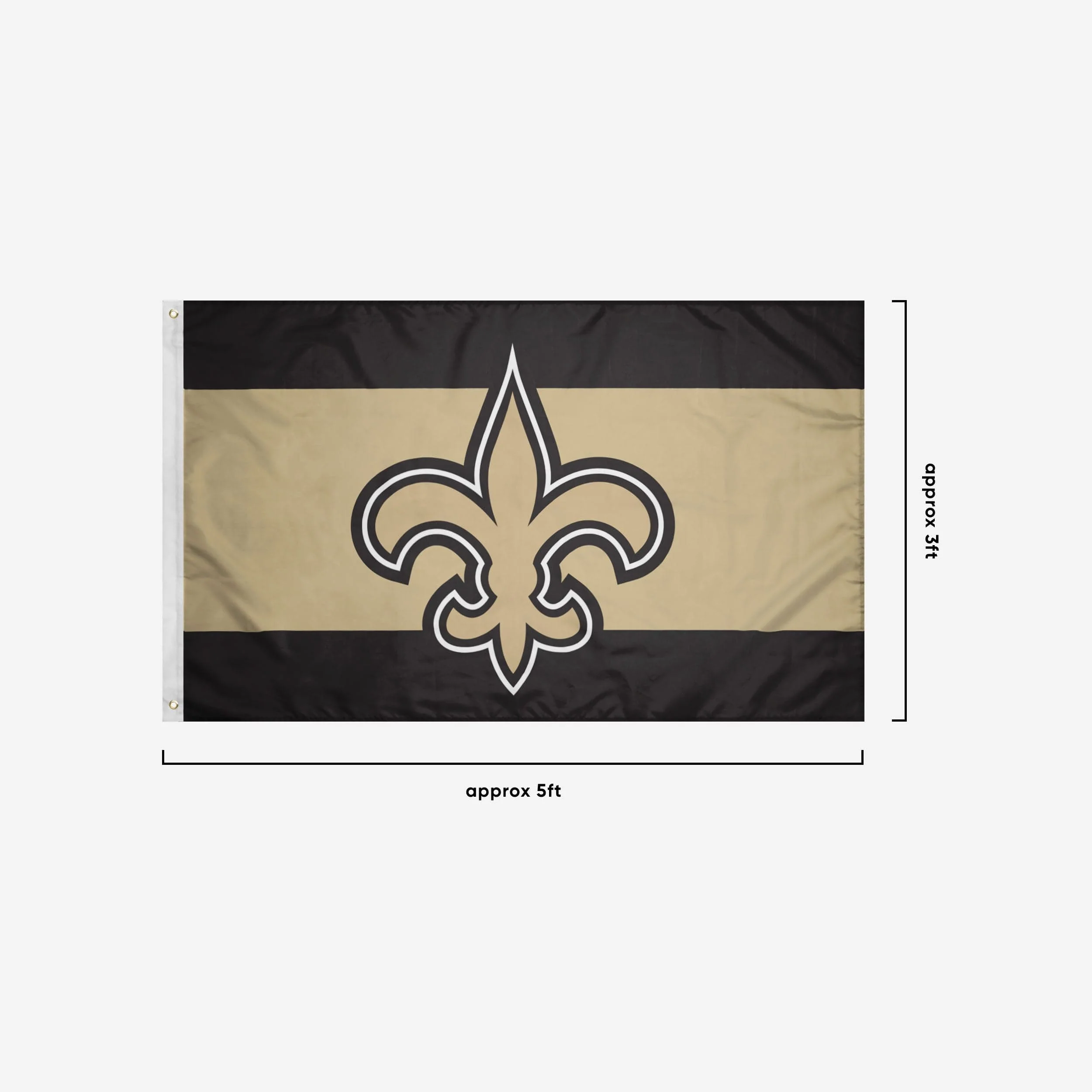 New Orleans Saints Big Logo Team Stripe Horizontal Flag - Image 3