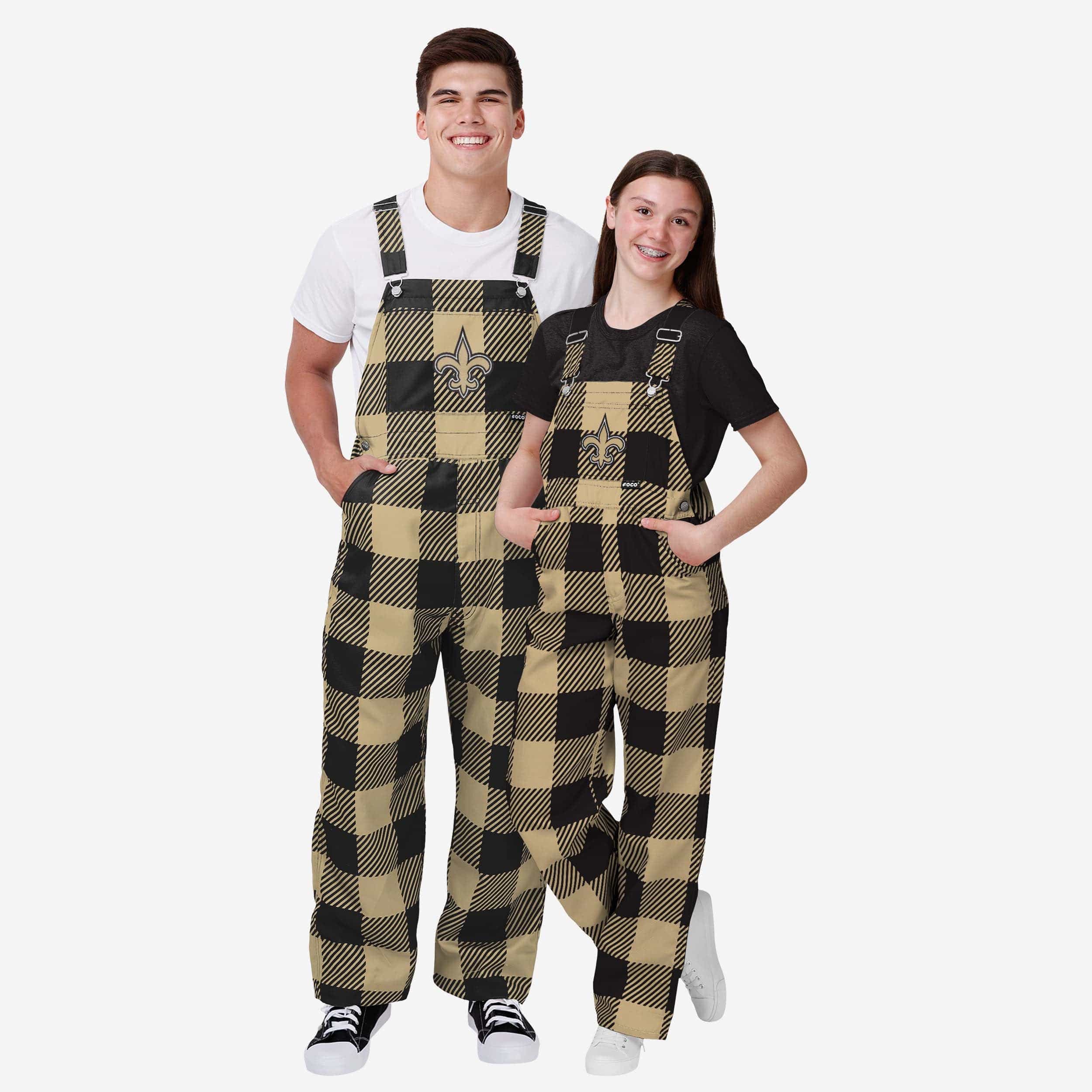 New Orleans Saints Buffalo Youth Plaid Bib Overalls - Image 3