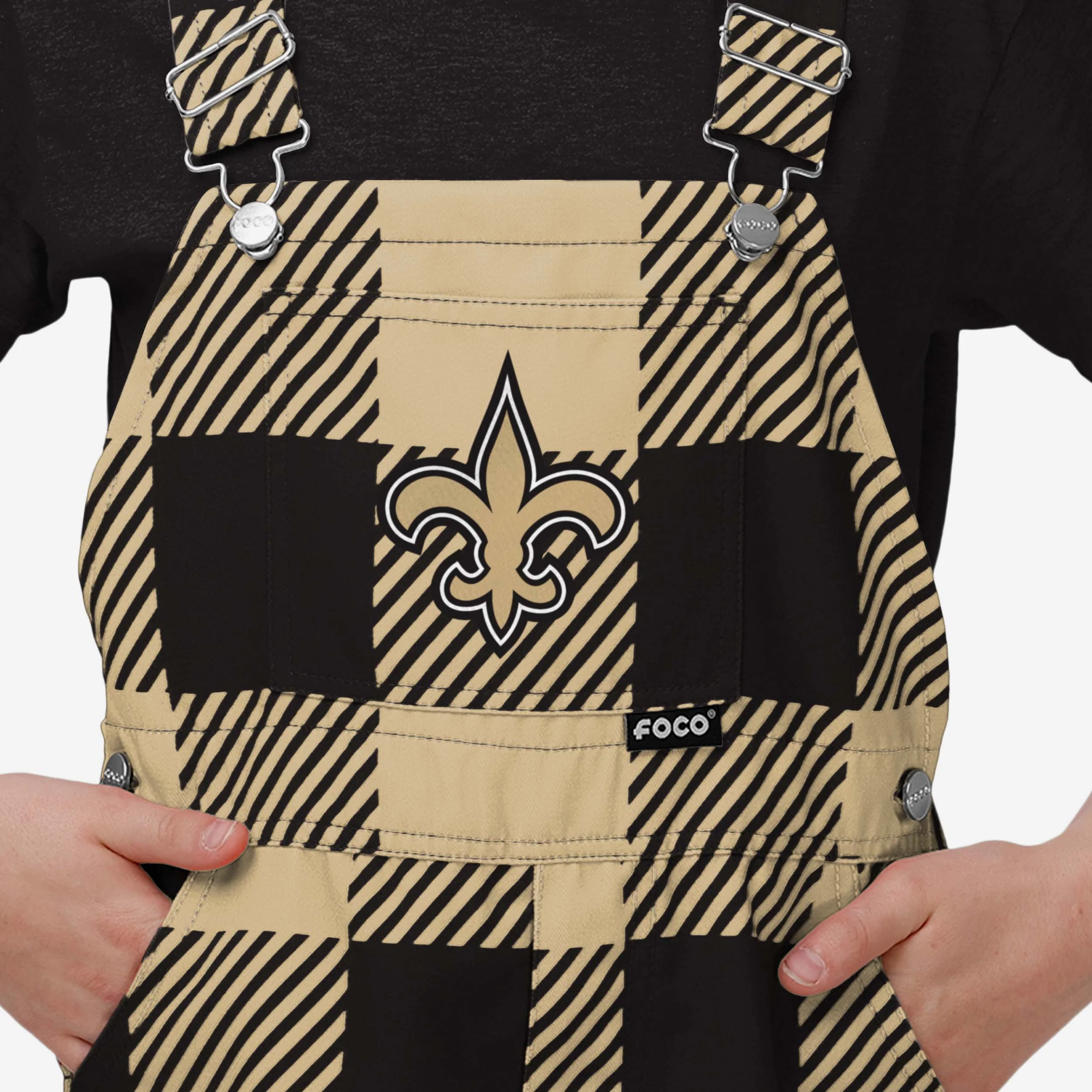 New Orleans Saints Buffalo Youth Plaid Bib Overalls - Image 4